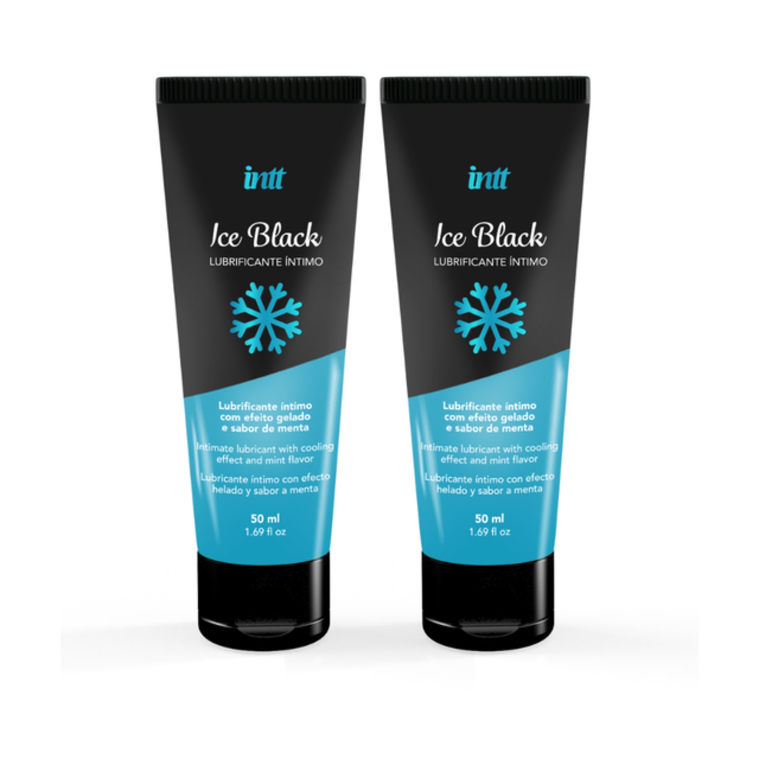 Gel Lubrificante Ice Black Menta 50ml Intt À Base d'Água Gela e Aquece - 2un