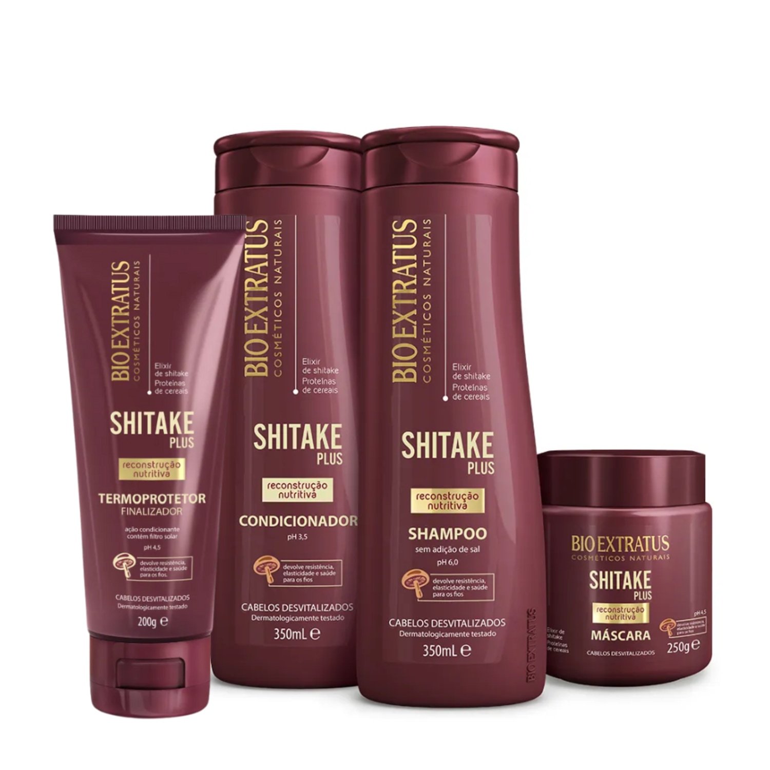 Kit Bio Extratus Shitake Plus Shampoo Condicionador Máscara Finalizador