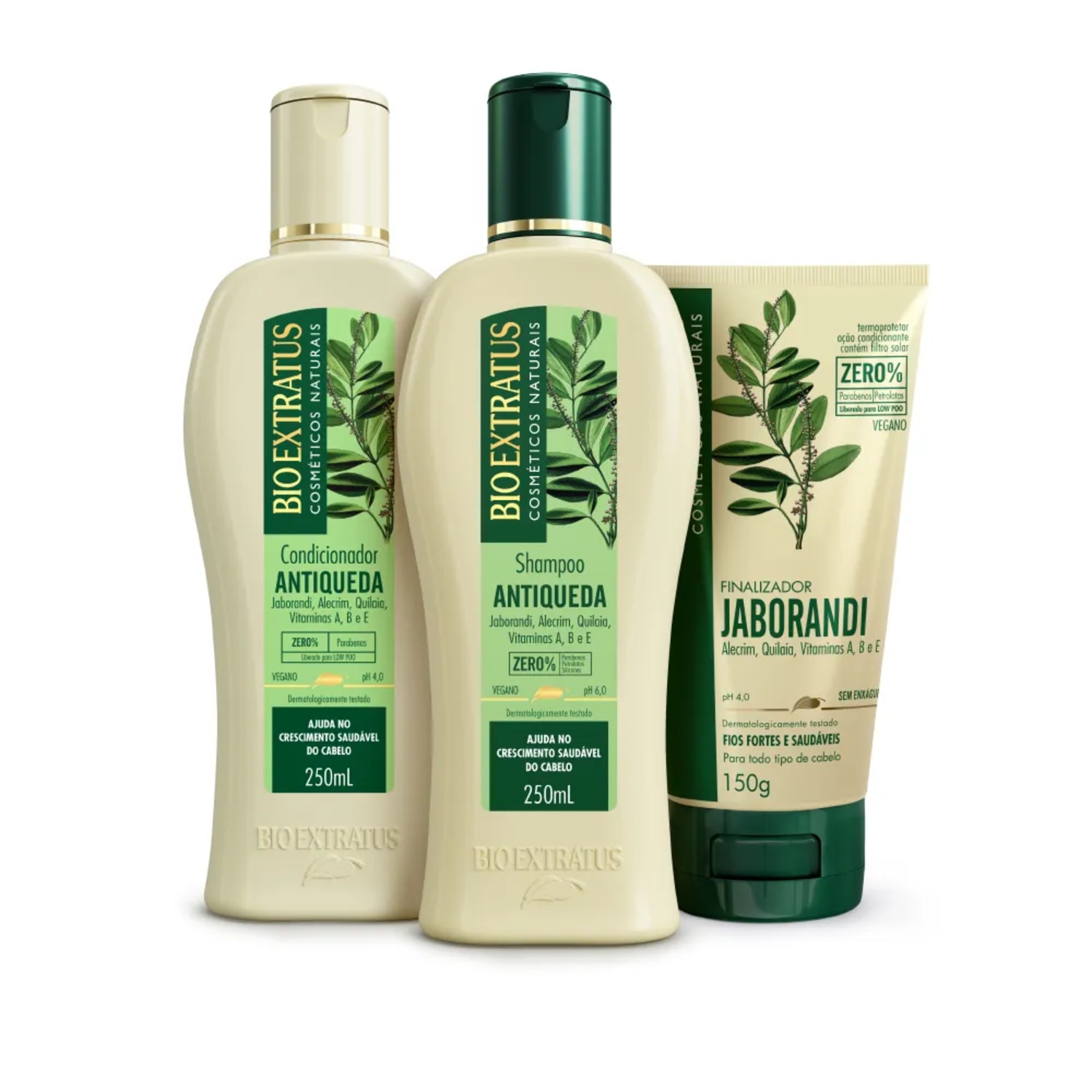 Kit Bio Extratus Jaborandi Antiqueda 250mL Sh + Cond + Finalizador