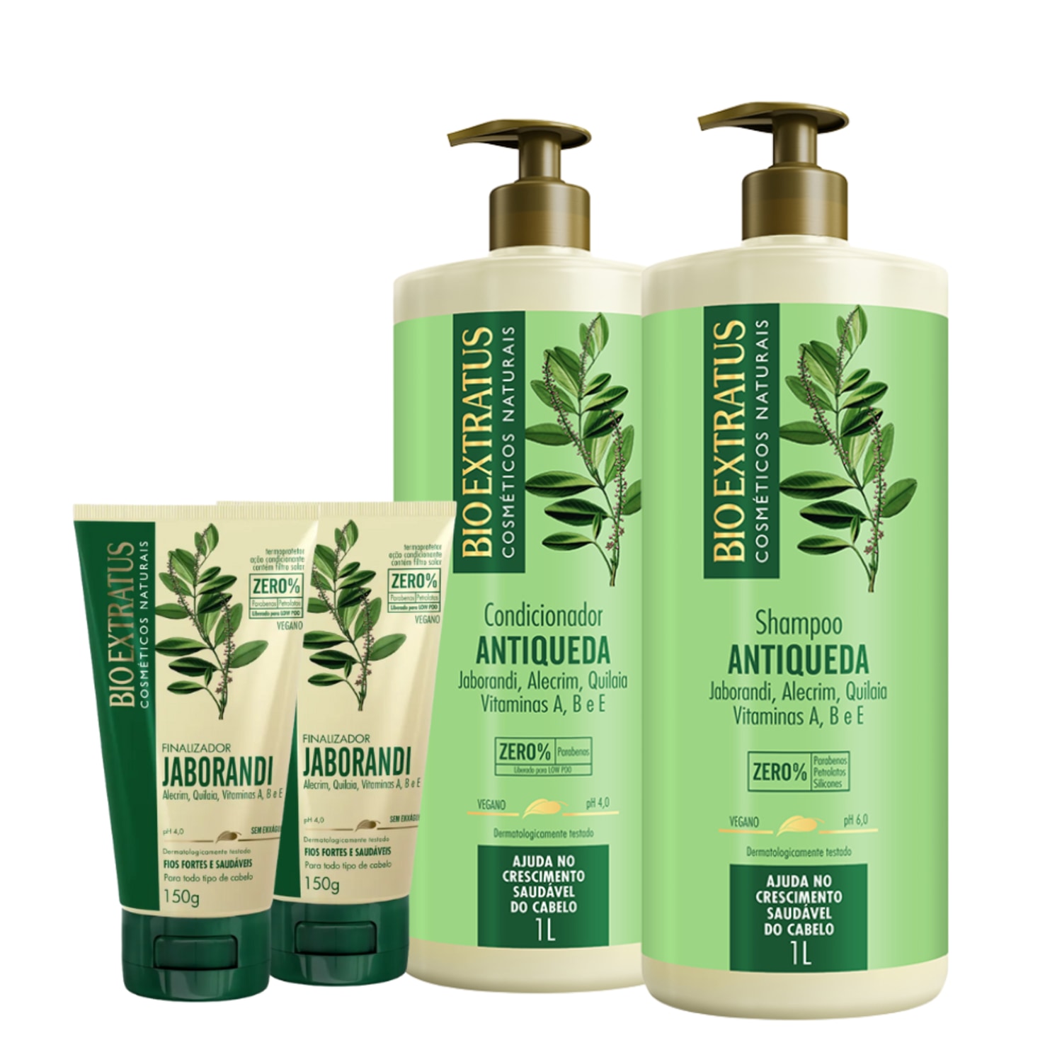Kit Bio Extratus Jaborandi Antiqueda 1L Sh + Cond + Finalizador