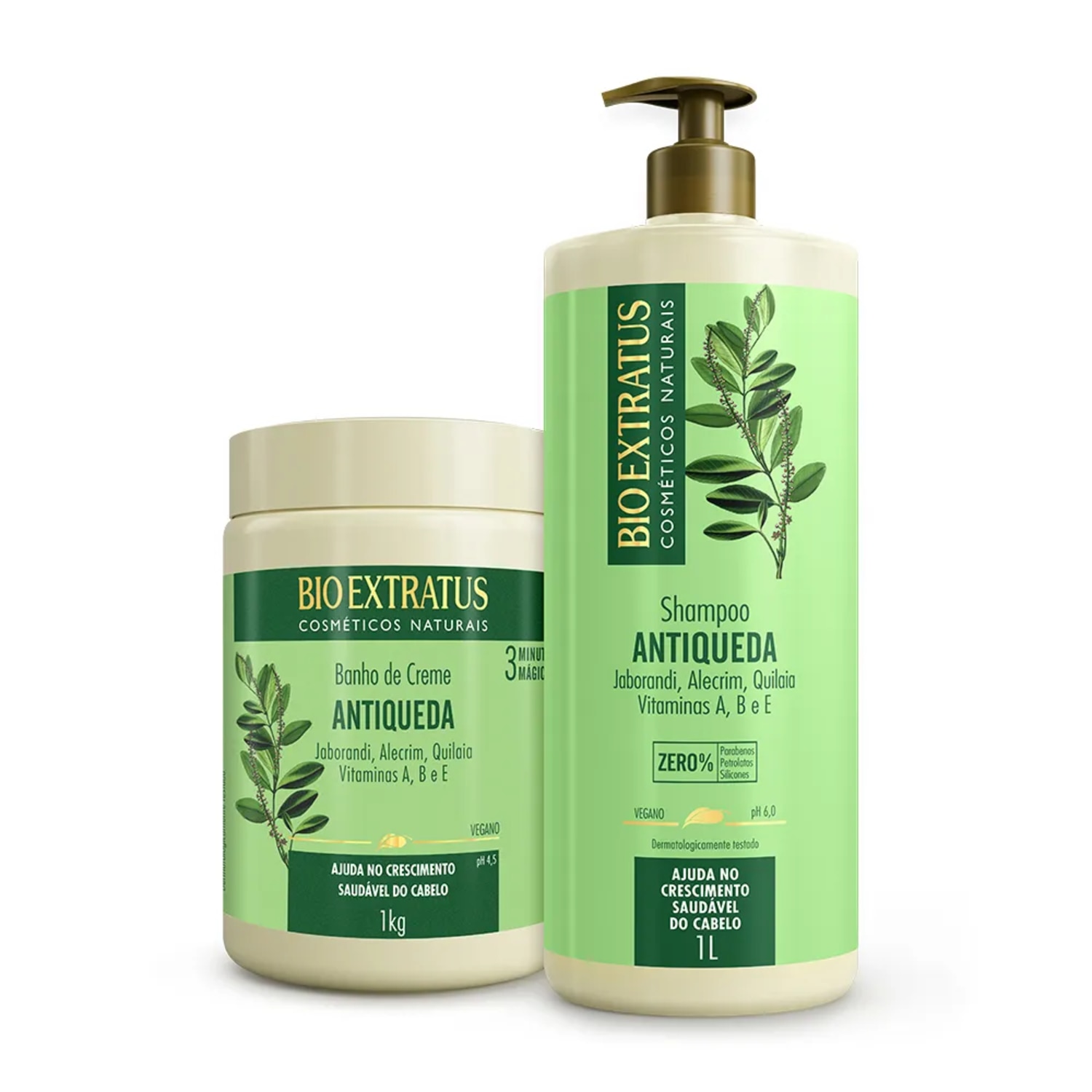 Kit Bio Extratus Jaborandi Antiqueda Shampoo e Banho de Creme 1Litro/Kg