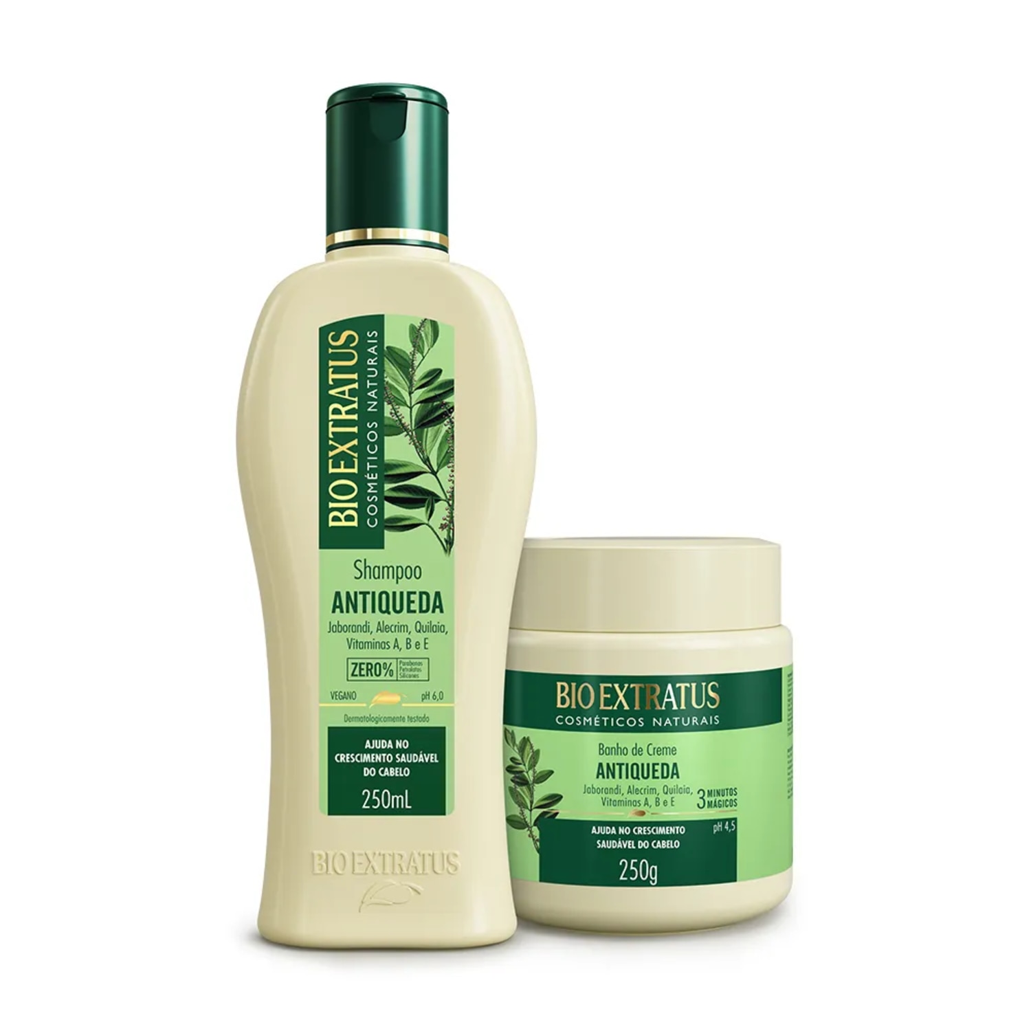 Kit Bio Extratus Jaborandi Antiqueda Shampoo e Banho de Creme 250mL/g