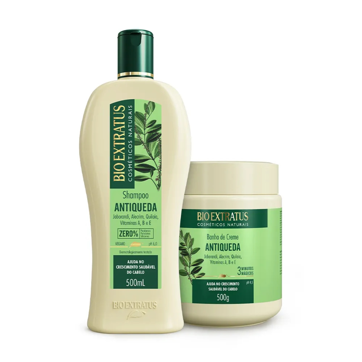 Kit Bio Extratus Jaborandi Antiqueda Shampoo e Banho de Creme 500mL/g