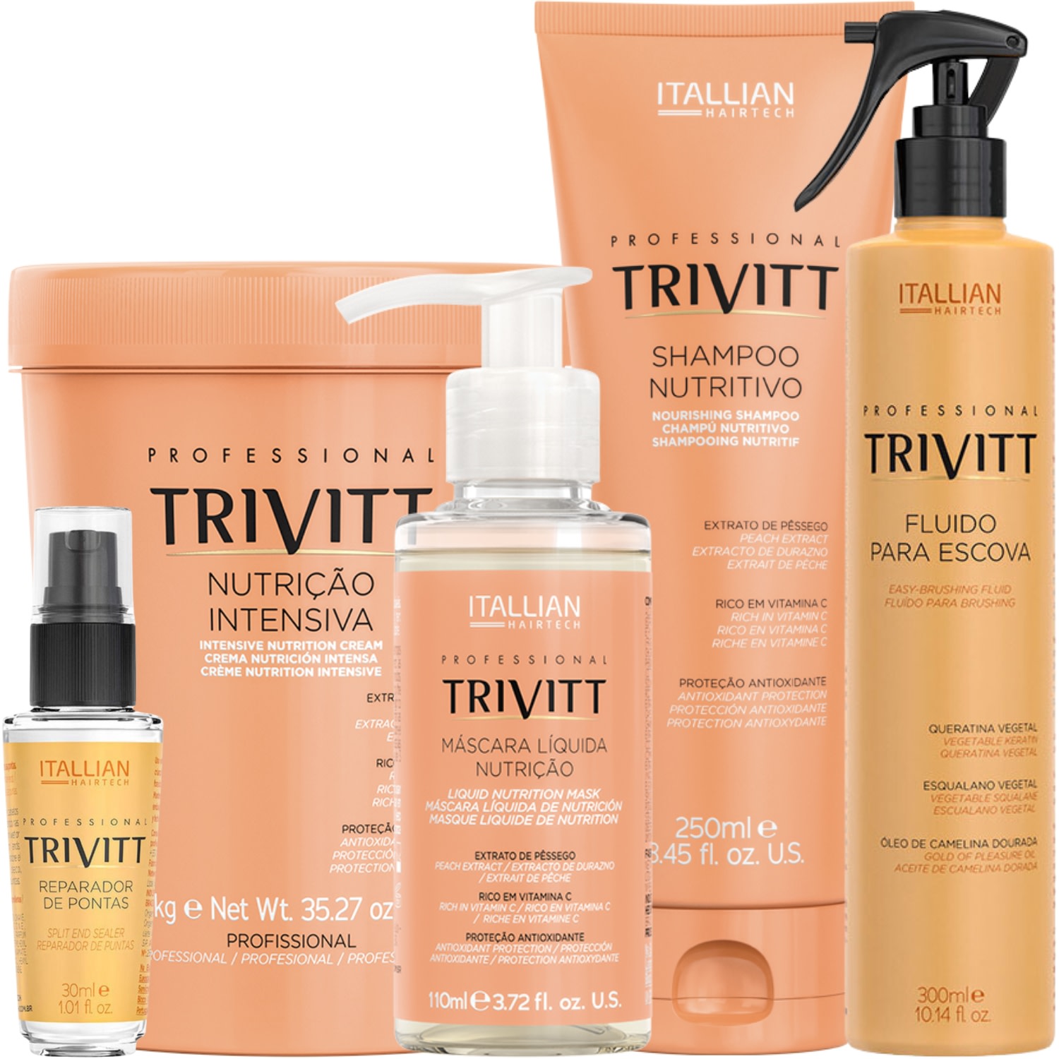 Kit Itallian Hairtech Trivitt Quinteto de Cuidados (5 Produtos)