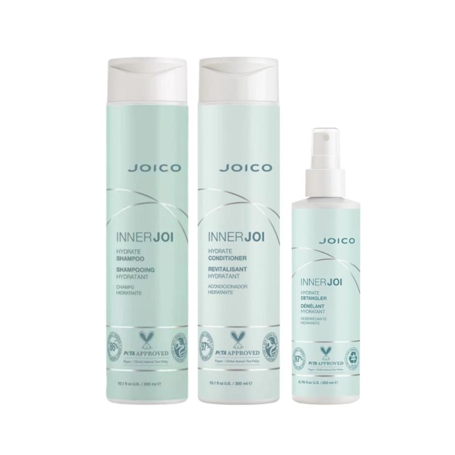 Kit Joico Innerjoi Hydrate Shampoo, Cond e Desembaraçador - Hidratação Profunda