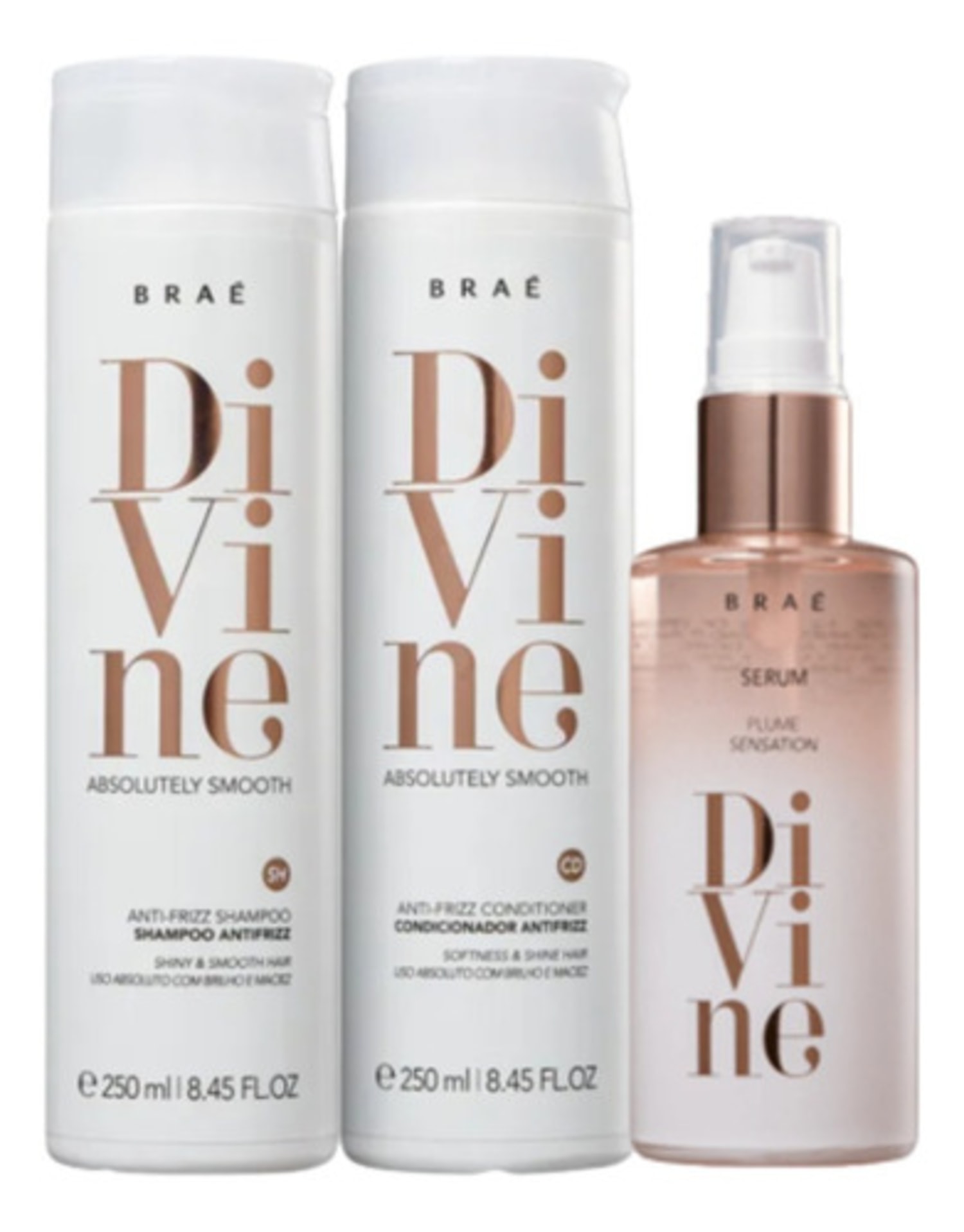 Braé Shampoo 250ml + Condicionador 250ml + Plume Sensatation 60ml