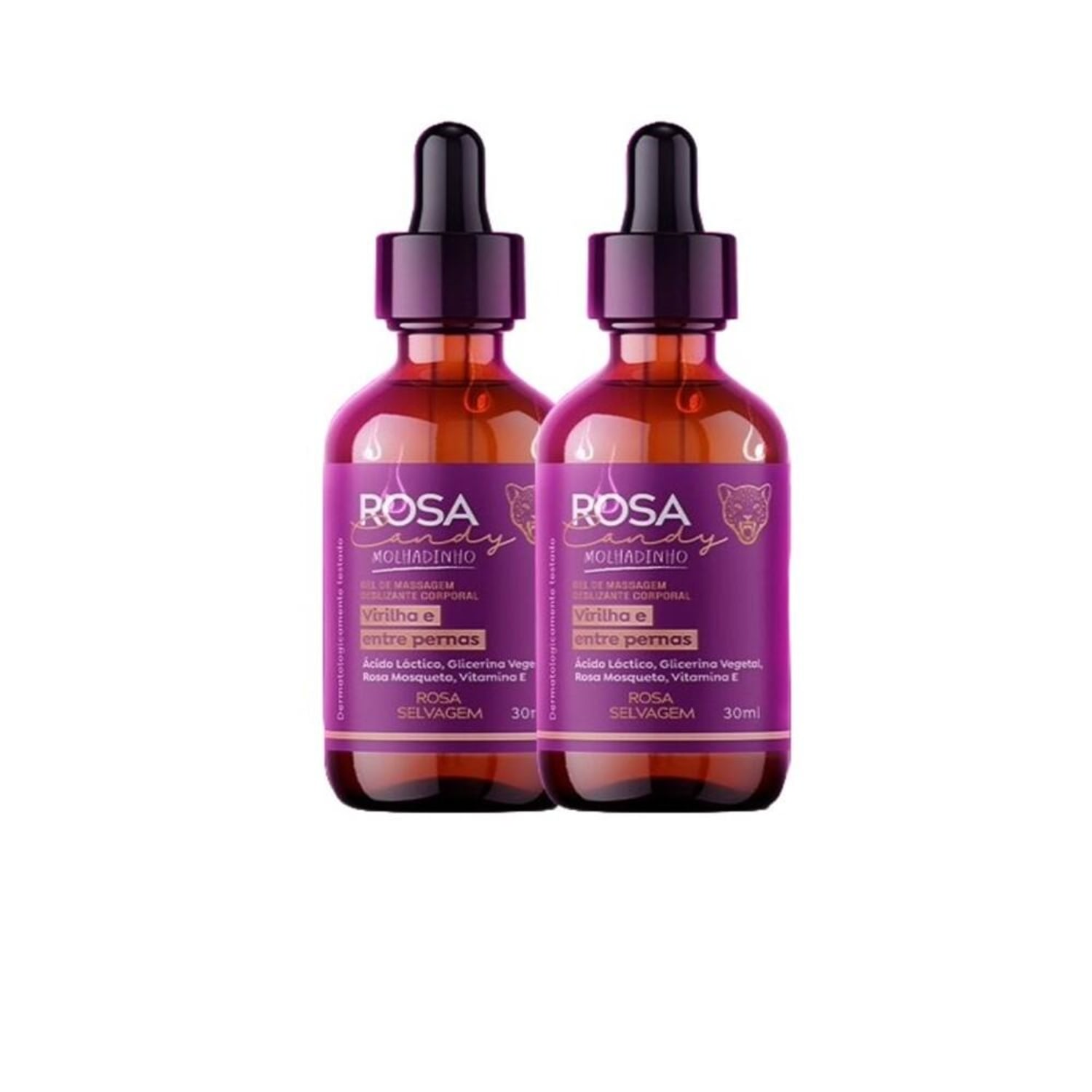 Kit 2 Sérum de Massagem Molhadinho Rosa Candy Rosa Selvagem