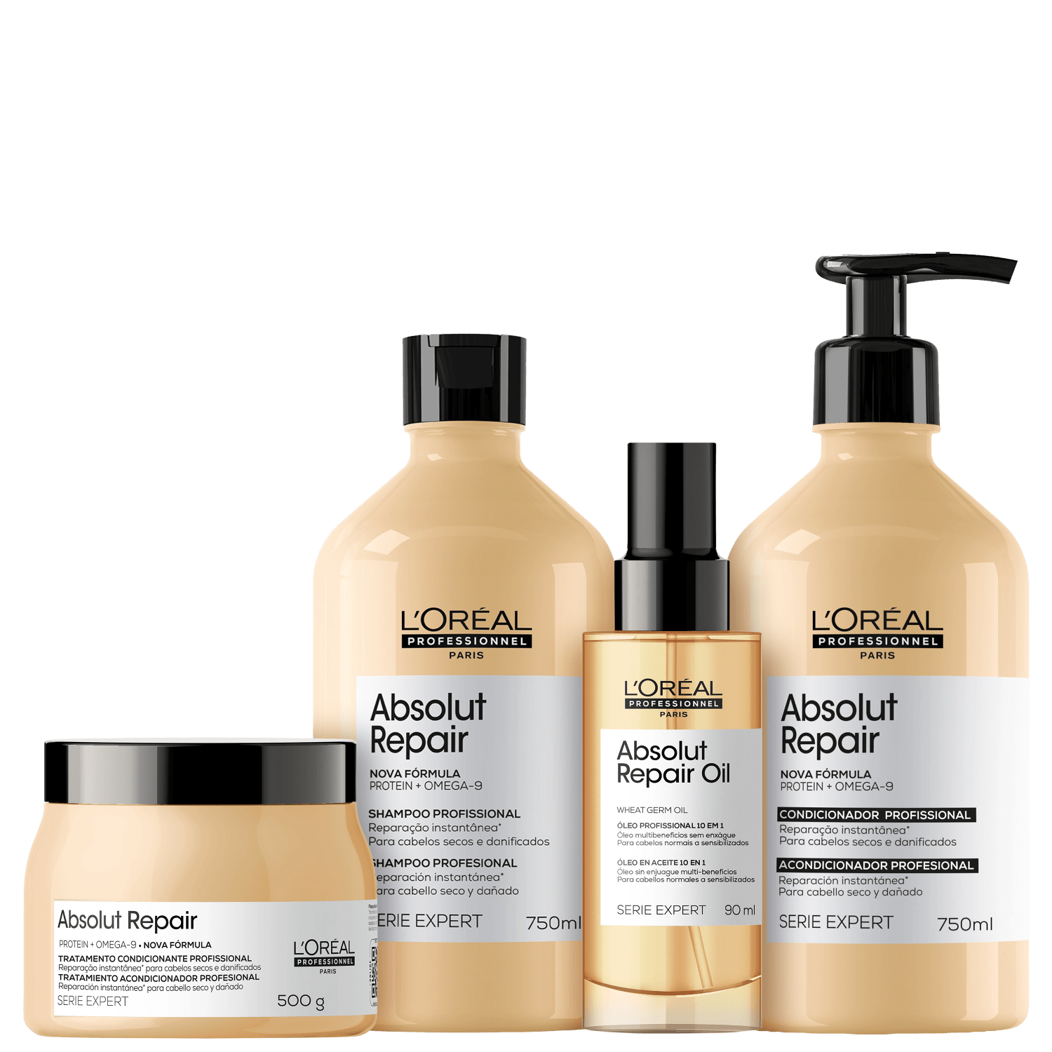Kit L'Oréal Professionnel Serie Expert Absolut Repair Omega 9 + Protein Squad (4 Produtos)