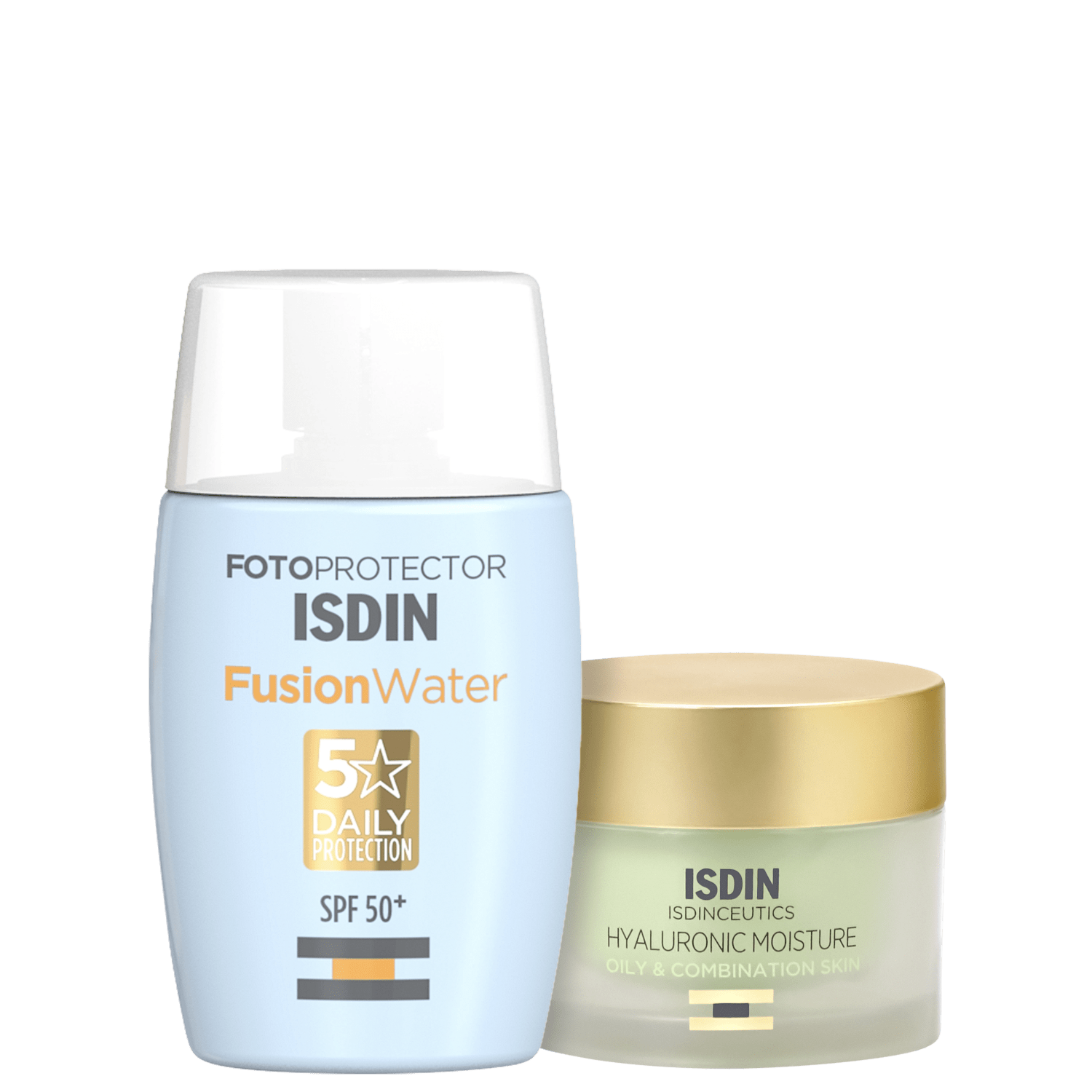 Kit ISDIN Fotoprotector Fusion Water FPS 60 + ISDINCEUTICS Hyaluronic Moisture Oily Skin (2 Produtos)