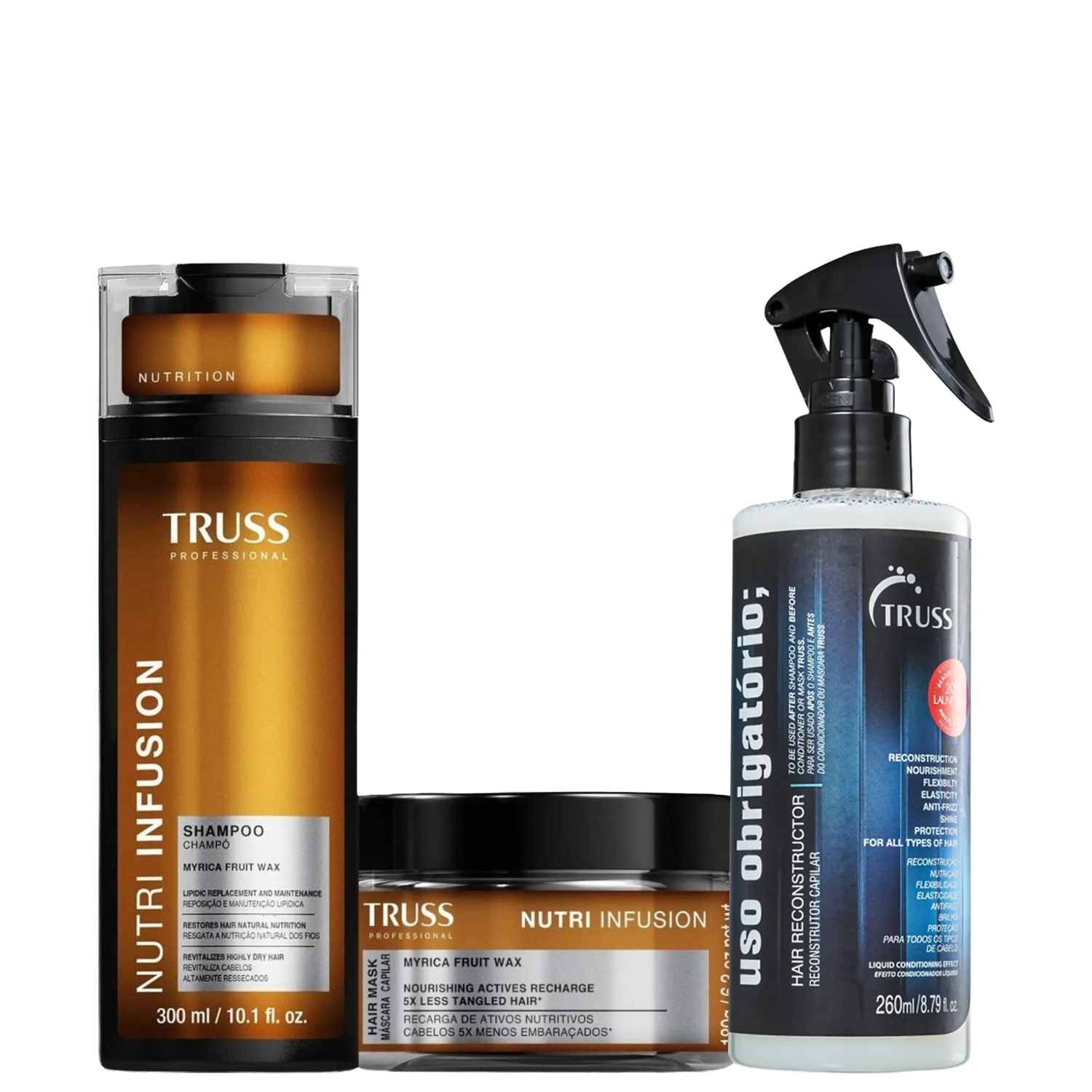 Kit Truss Nutri Infusion - Shampoo 300ml + Máscara 180g + Uso Obrigatório Spray 260ml