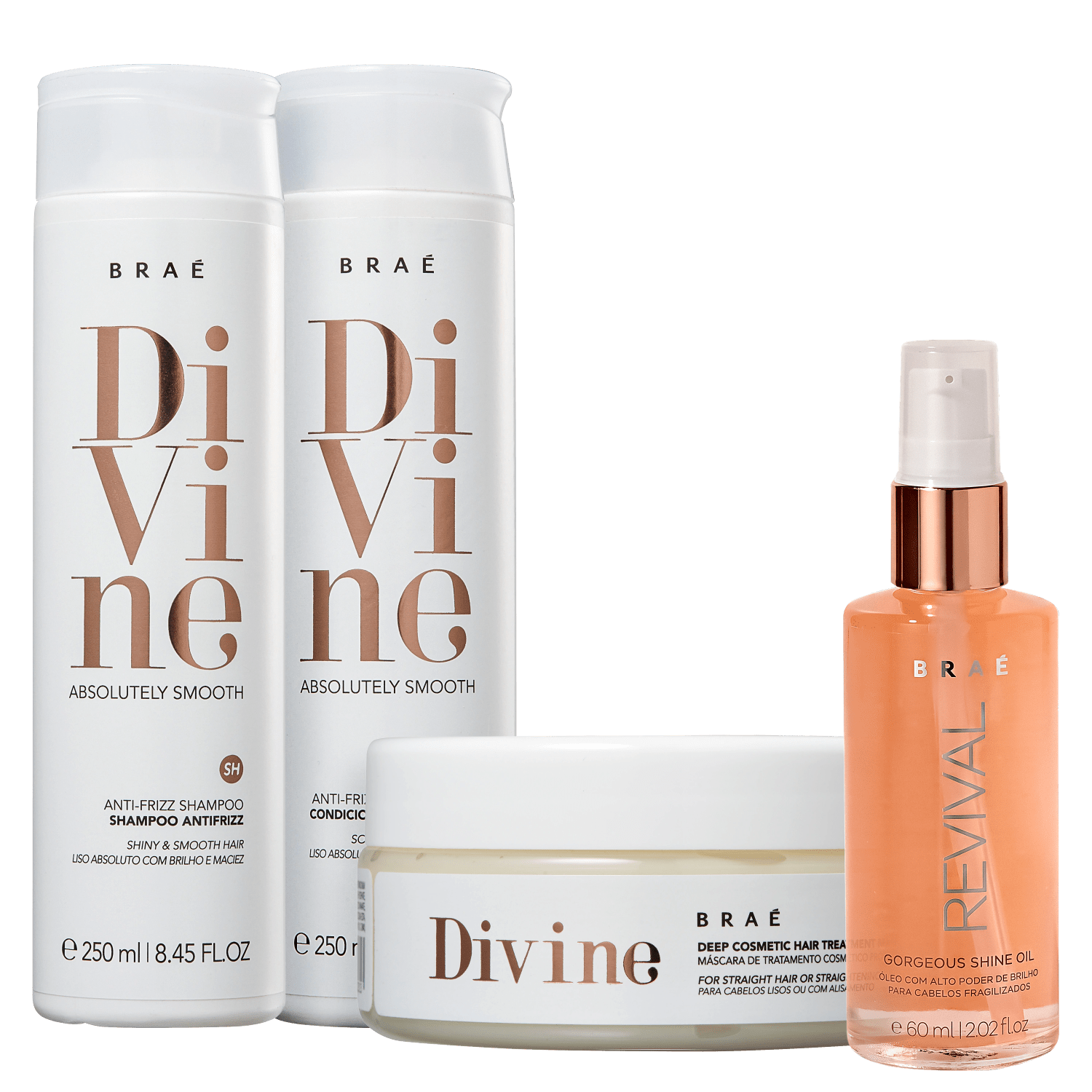 Kit Divine Shamp, Cond, Masc + Shine Oil BRAÉ