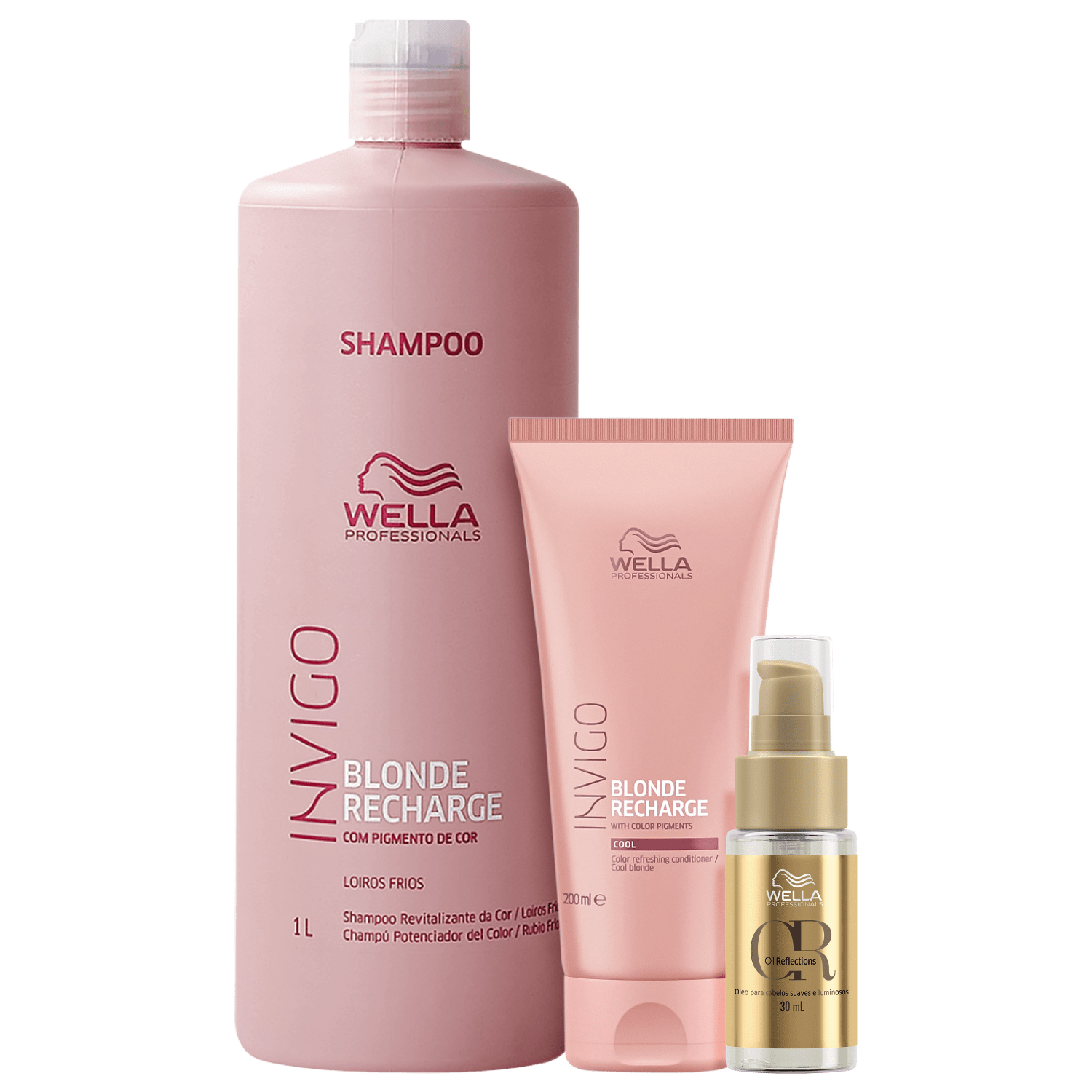 Kit Blonde Recharge Shampoo, Cond e Oil Reflections - Wella