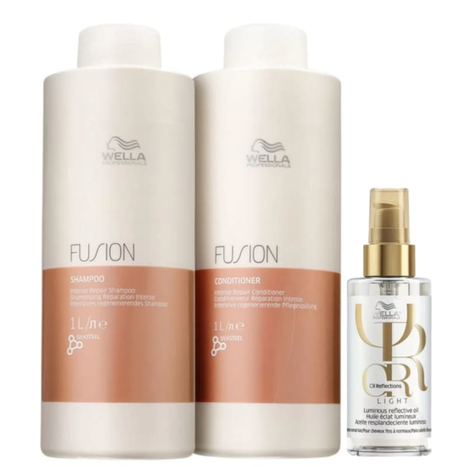 Kit Wella Professionals Fusion & Oil Reflections Light Super Care (3 Produtos)