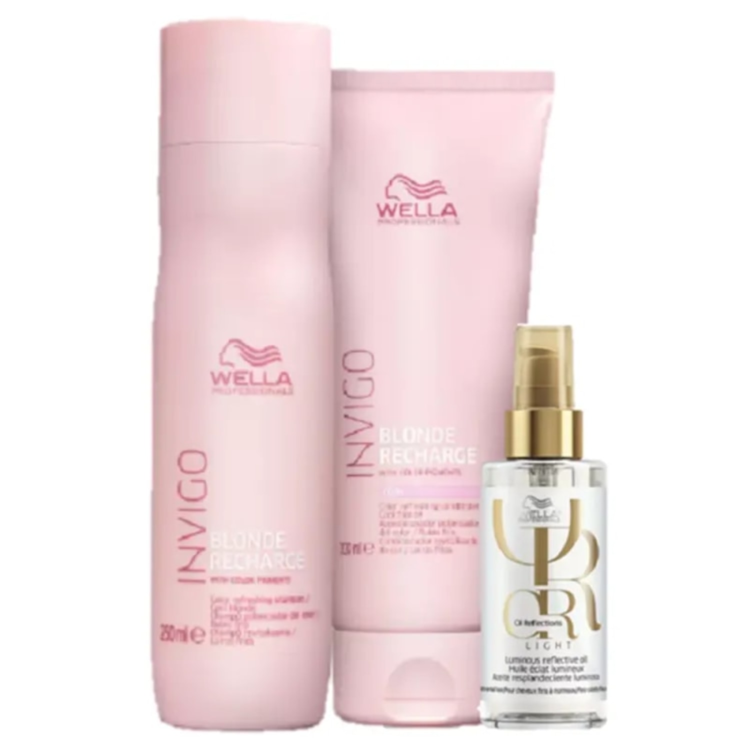 Kit Wella Professionals Invigo Blonde Recharge & Oil Reflections Light Trio (3 Produtos)