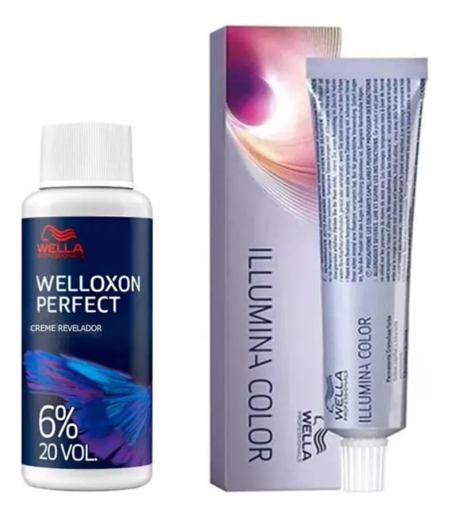 Illumina Color 5/ Castanho Médio 60ml + Welloxon Perfect Trilux 6% - Oxidante 20 Volumes 60ml