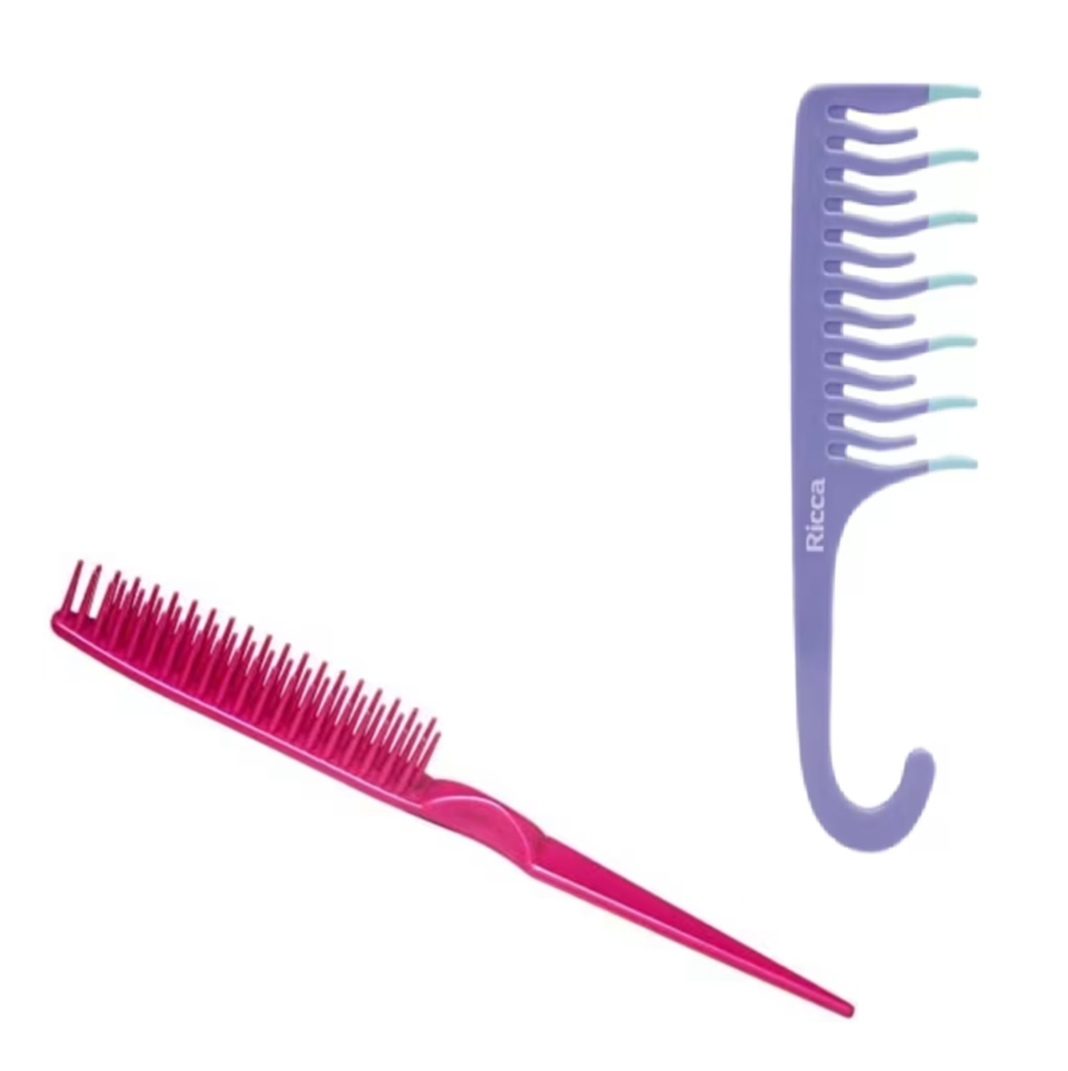 Kit Ricca - Pente Desembaraçante + Pente de Cabelos Shower Cachos Roxo
