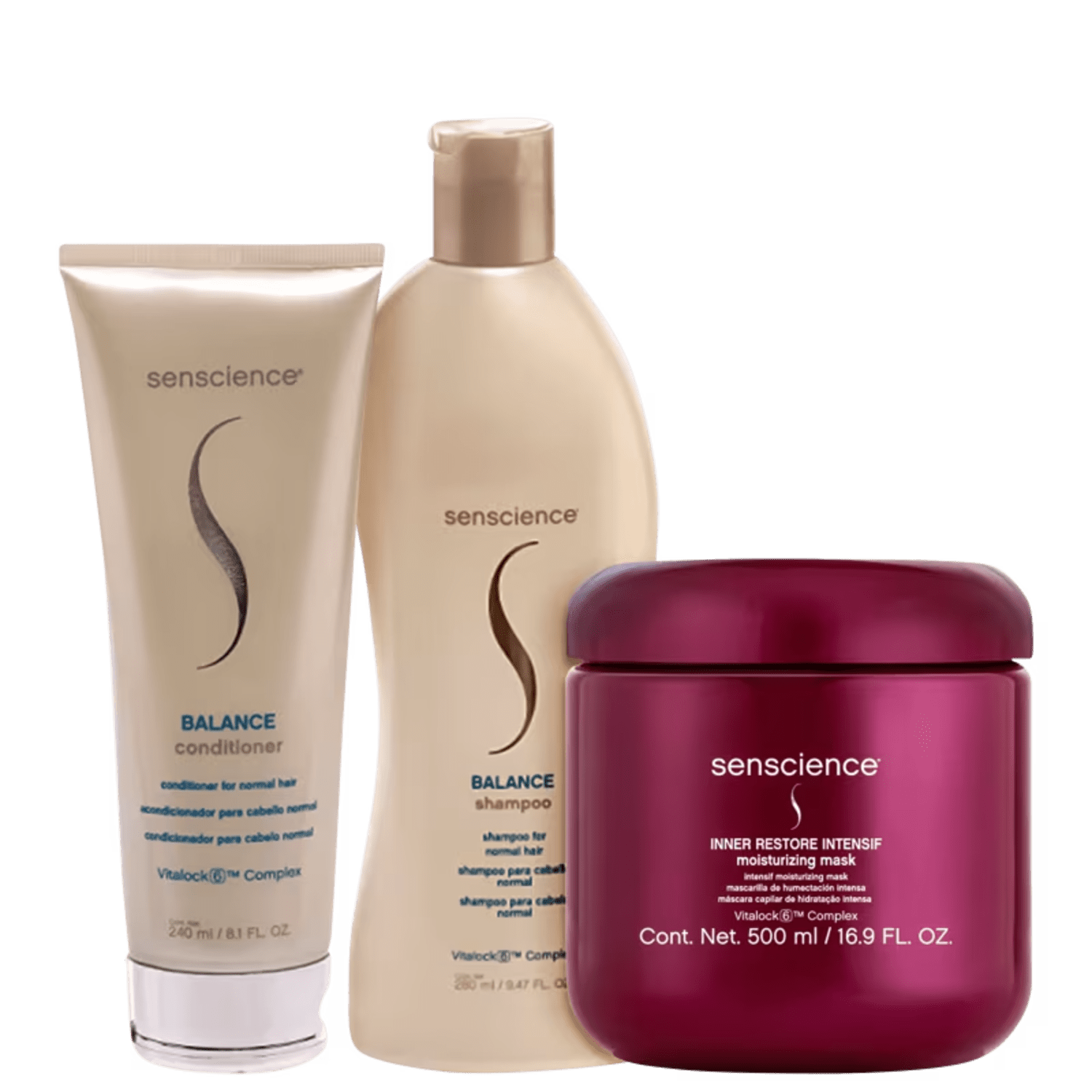 Kit Senscience Balance + Inner Restore Intensif Moisturizing Mask (3 Produtos)