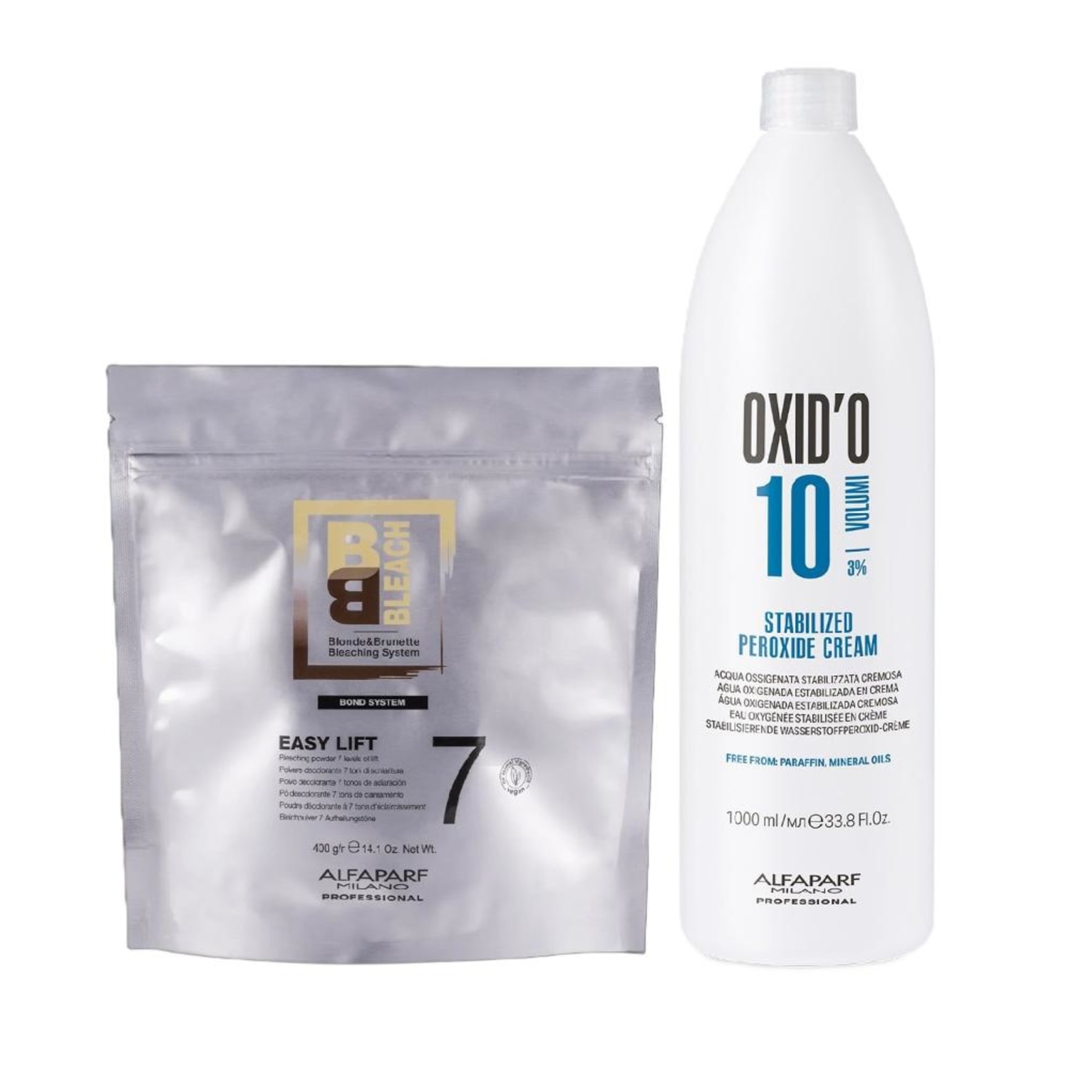 Kit Alfaparf Milano - Pó Descolorante 7 Tons 400g + Água Oxigenada 3% 10 Volumes 1L
