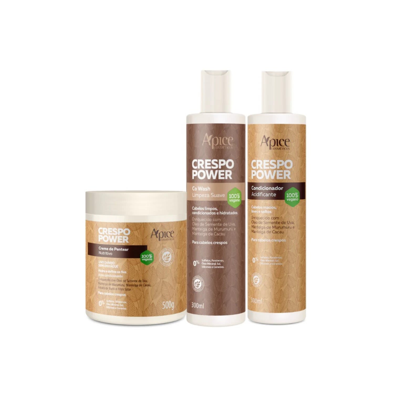 Kit Apice Crespo Power Shampoo Condicionador Creme De Pentear
