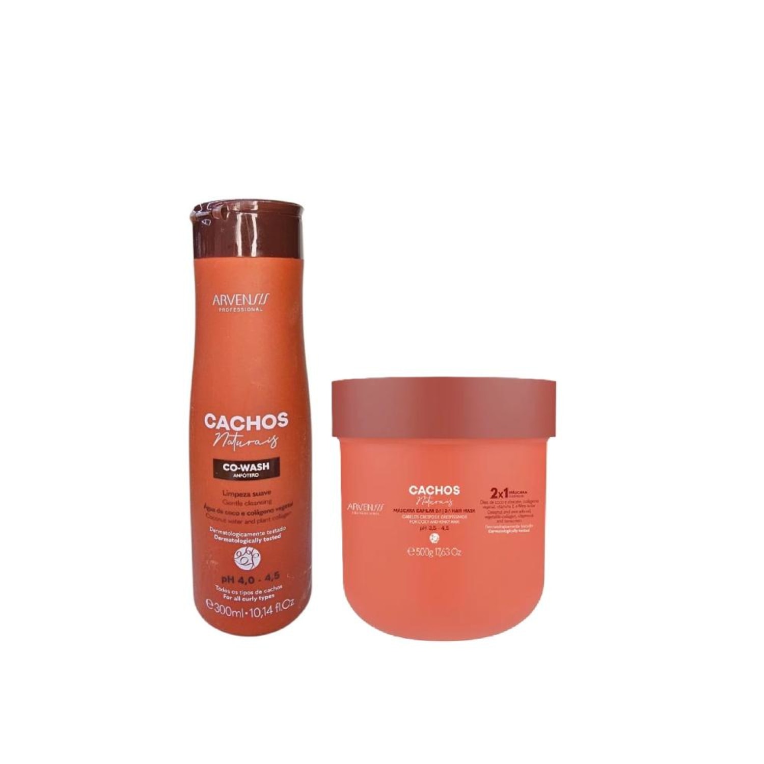Kit Arvensis Cachos Naturais - Shampoo 1L + Condicionador 1L + Day After 250ml + Máscara Capilar 2x1 500g