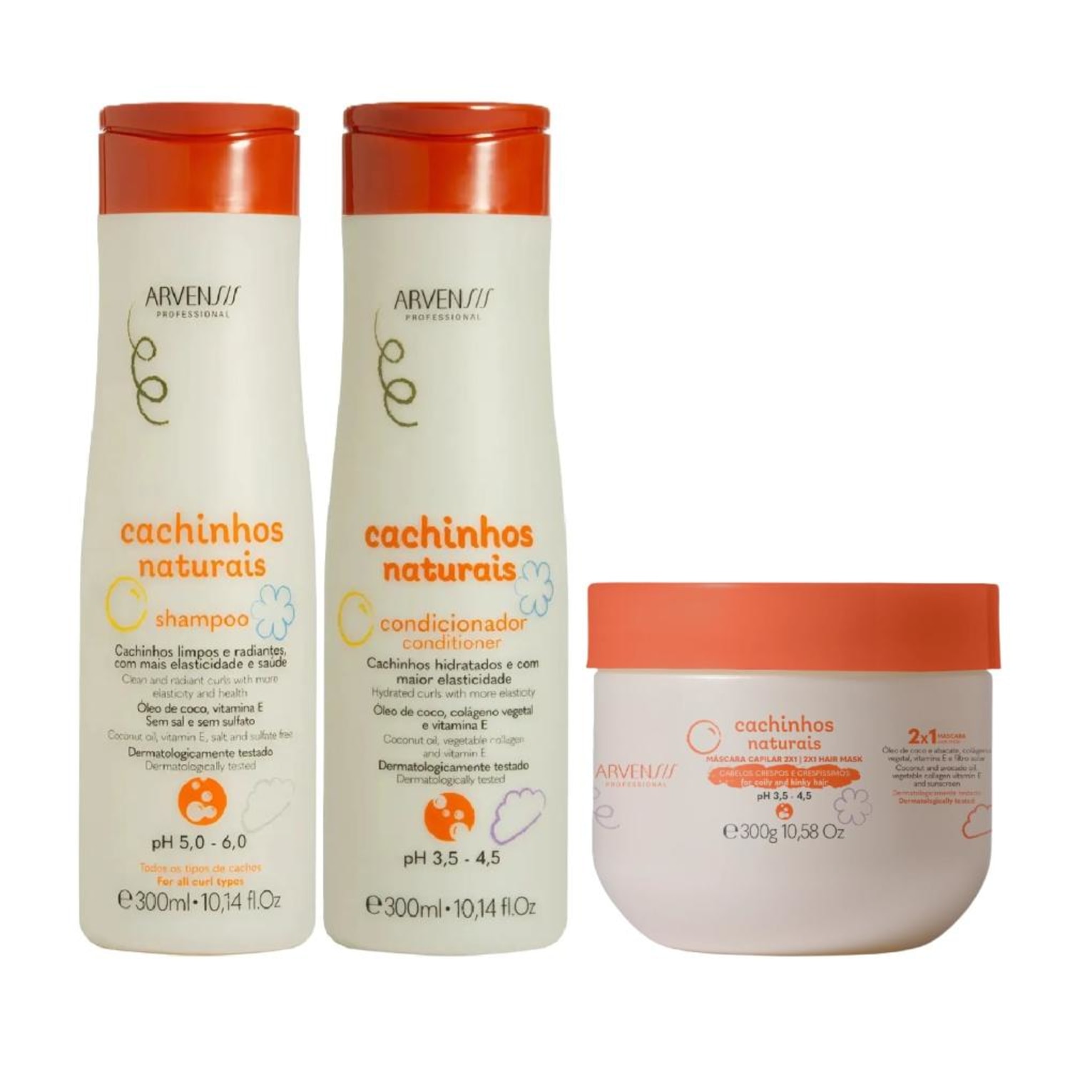 Kit Arvensis Cachinhos Naturais - Shampoo & Condicionador 300ml + Máscara 2x1 300g