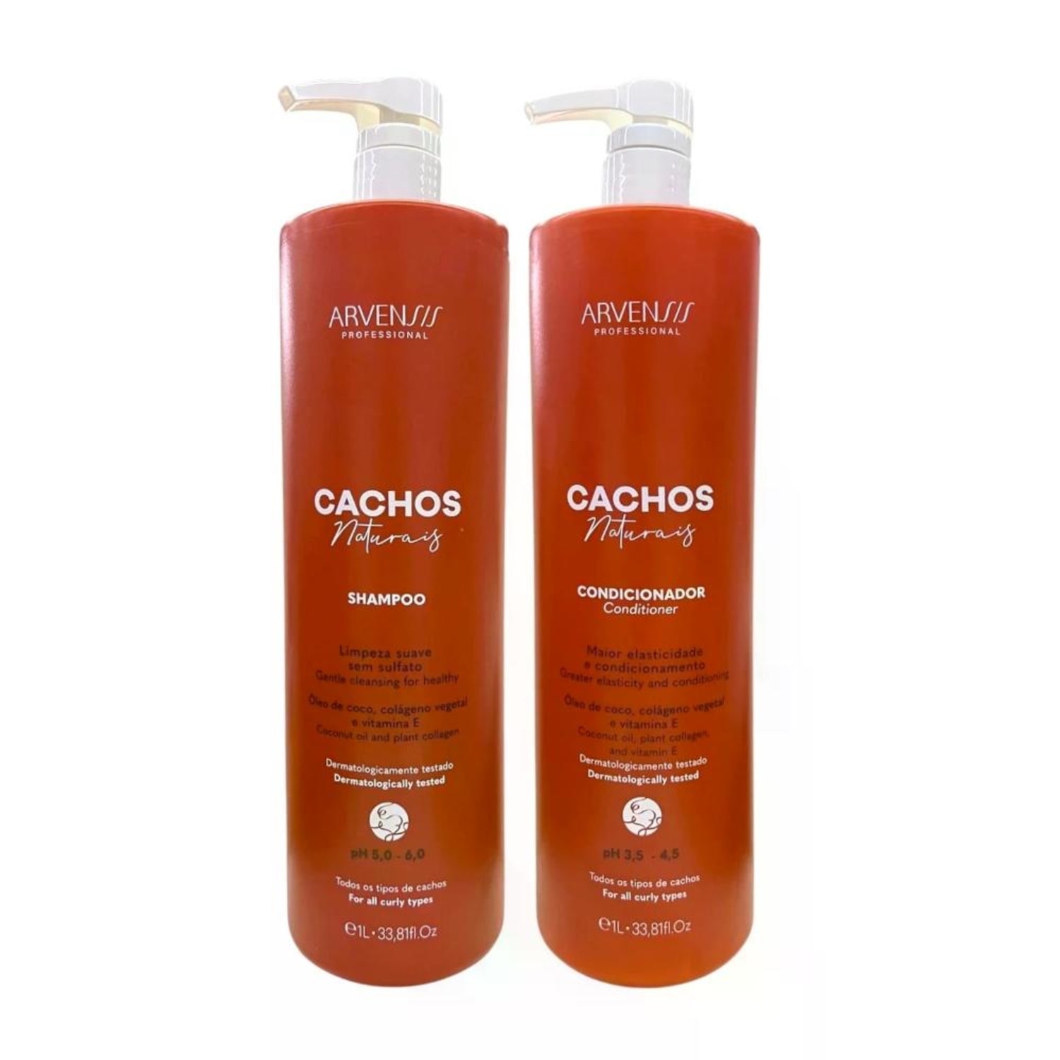 Kit Arvensis Professional Cachos Naturais - Shampoo 1L + Condicionador 1L