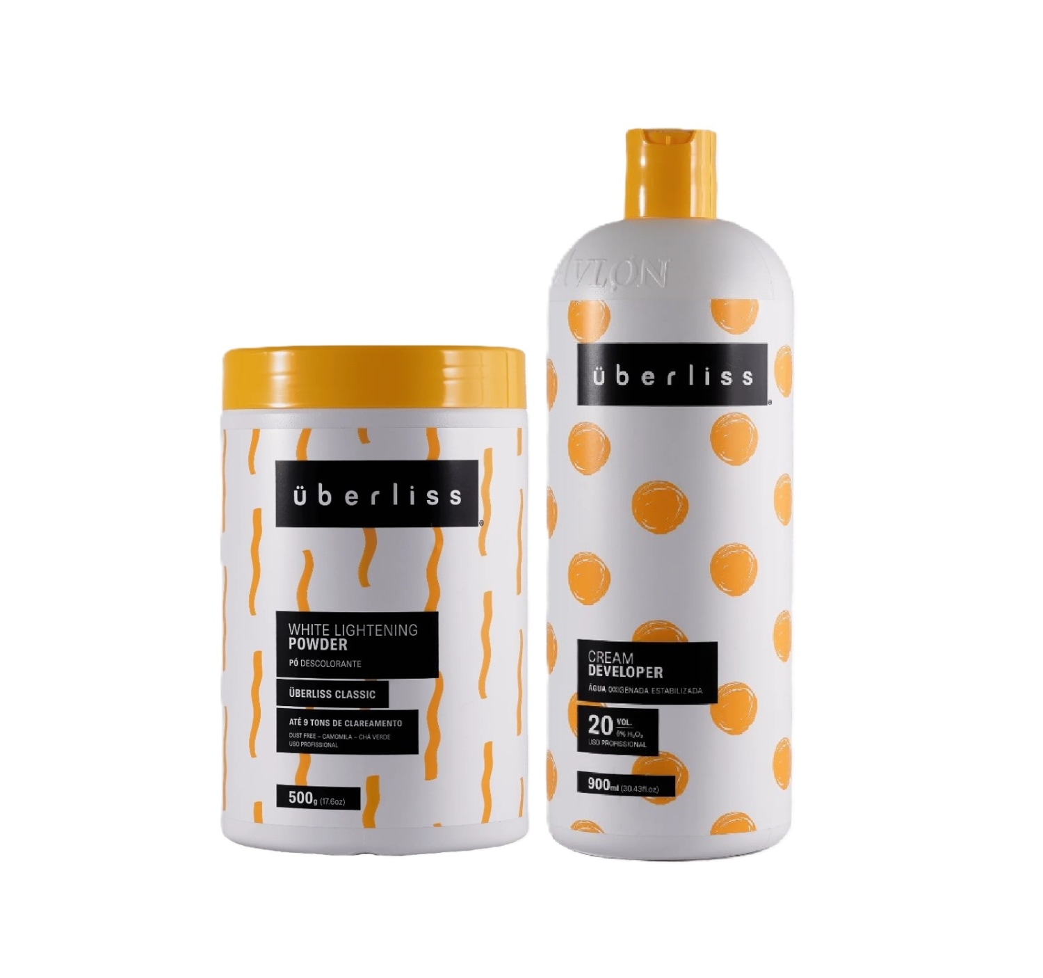 Kit Avlon Uberliss - White Lightening Powder Pó descolorante 500g + Água Oxigenada Estabilizada 20 Vol. 900ml
