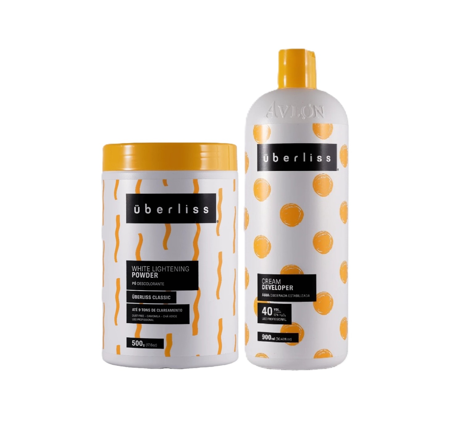 Kit Avlon Uberliss - White Lightening Powder Pó descolorante 500g + Água Oxigenada Estabilizada 40 Vol. 900ml