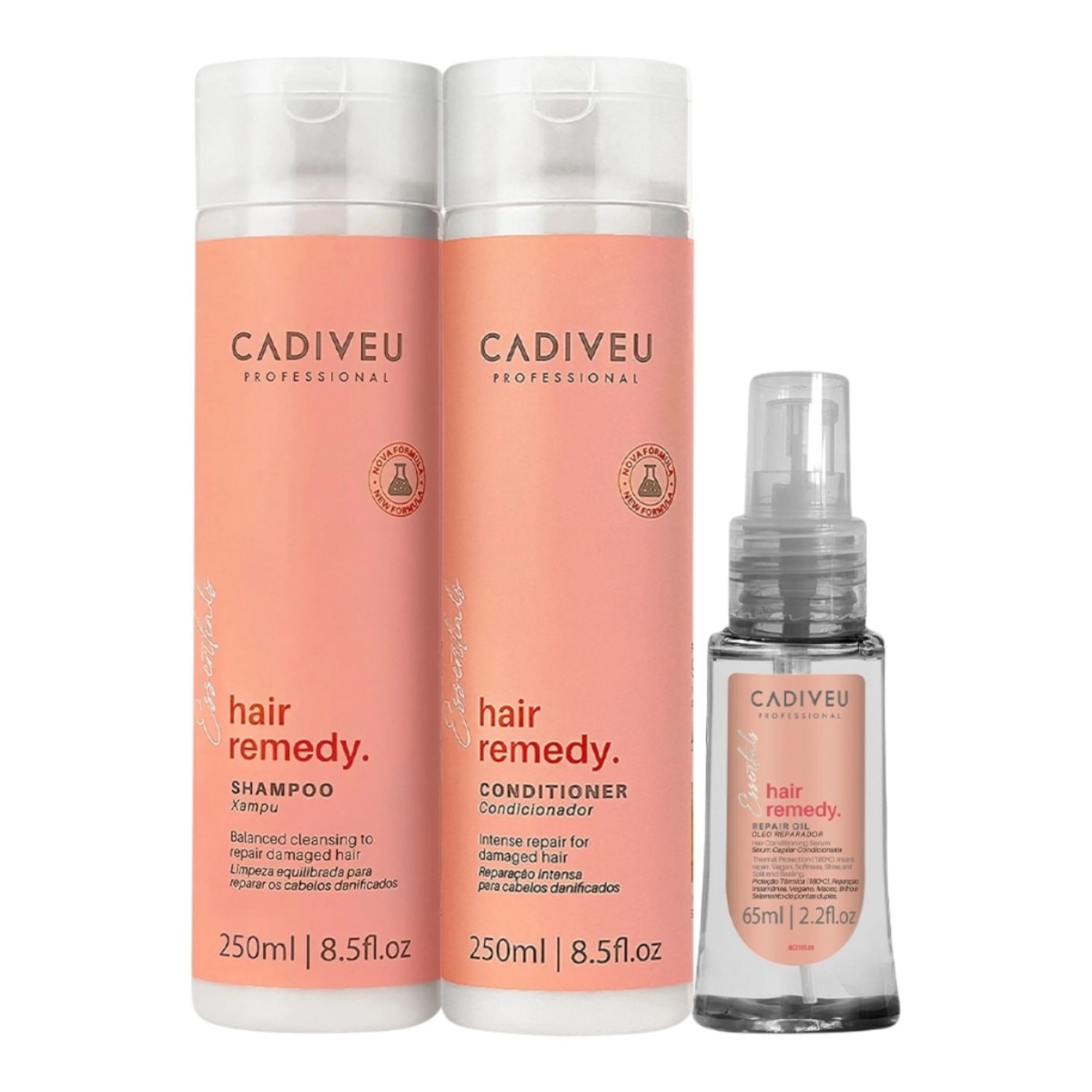 Kit Cadiveu Professional Hair Remedy - Shampoo & Condicionador 250ml + Óleo 65ml