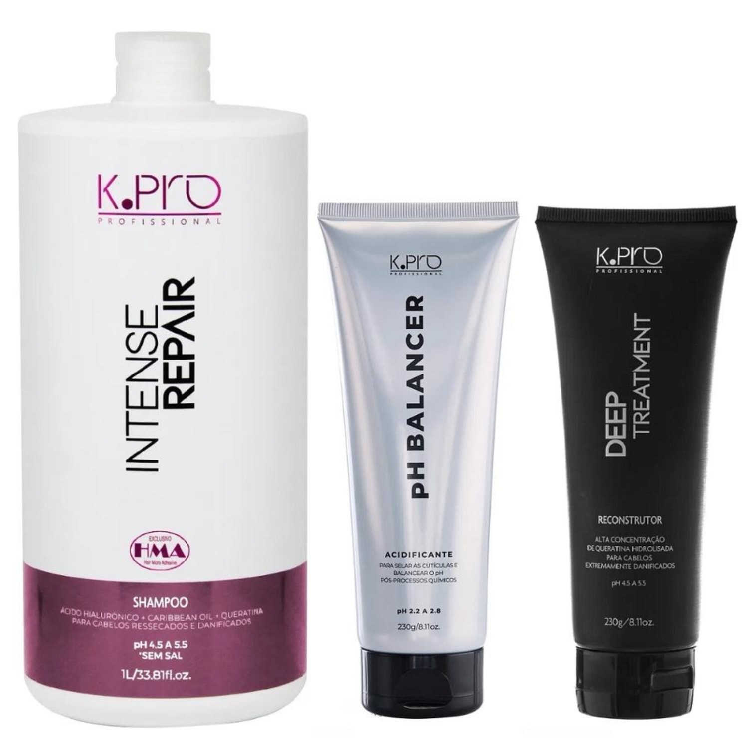 Kit K.Pro Intense Repair Salon pH Balancer Reconstructor (3 Produtos)