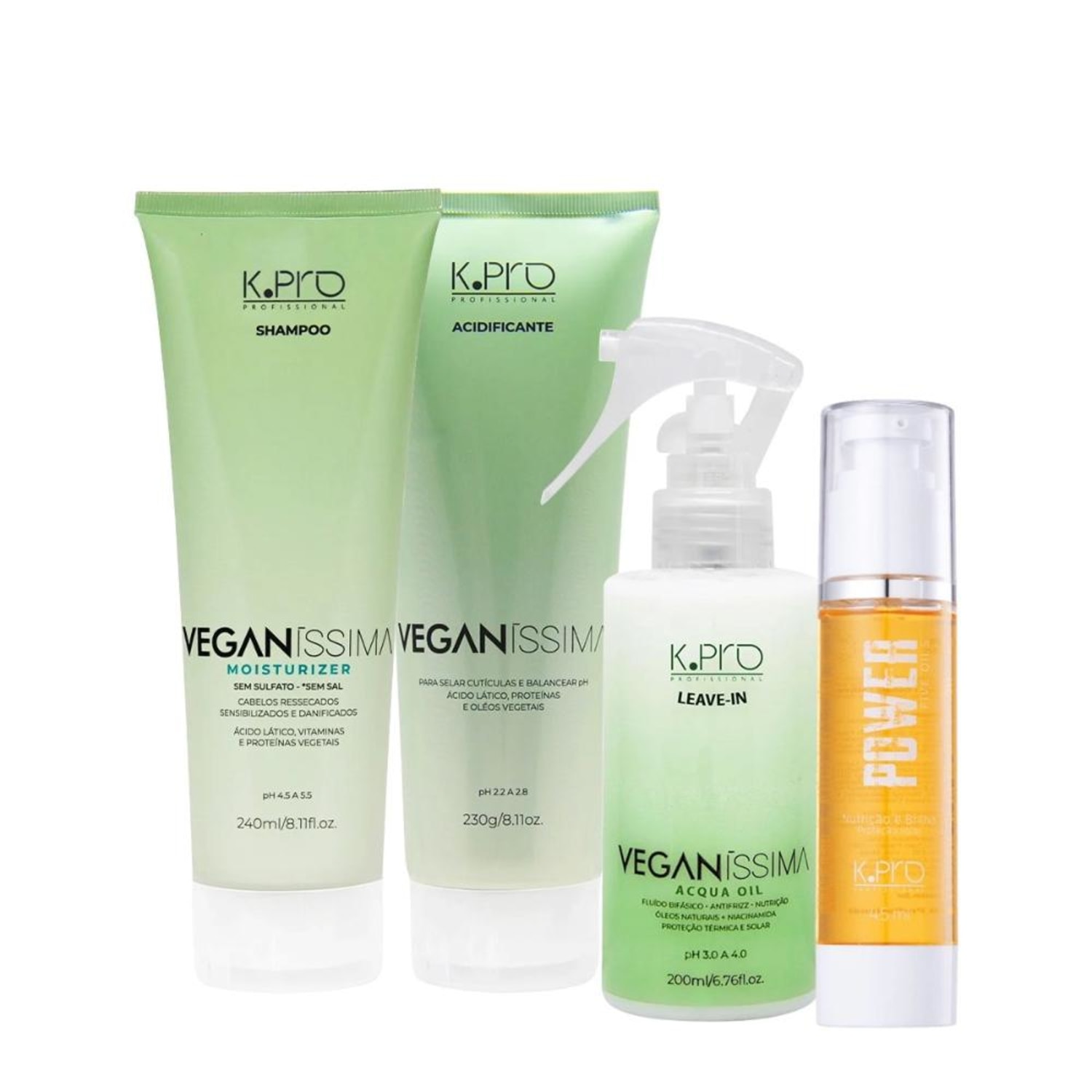 Kit K.Pro Veganíssima Moisturizer Acqua Oil Power Five Oil (4 Produtos)