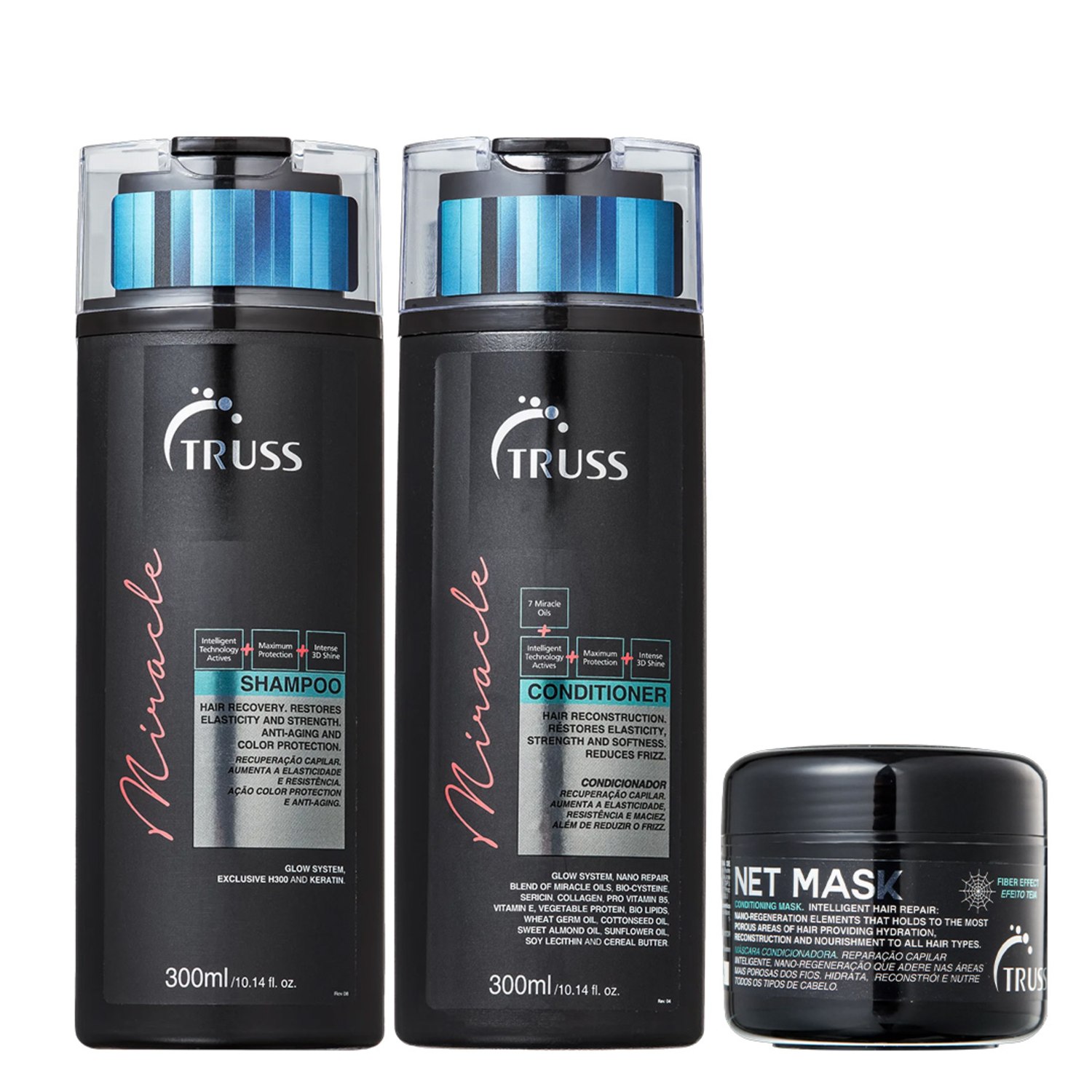 Truss Miracle Kit Shampoo Condicionador e Net Mask 30g