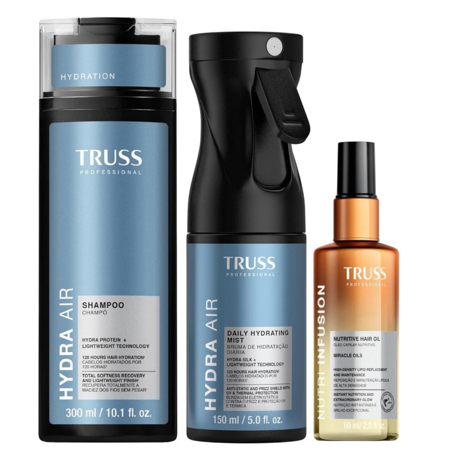 Kit Truss Hydra Air - Shampoo 300ml + Bruma150ml + Nutri Infusion Oil 60ml