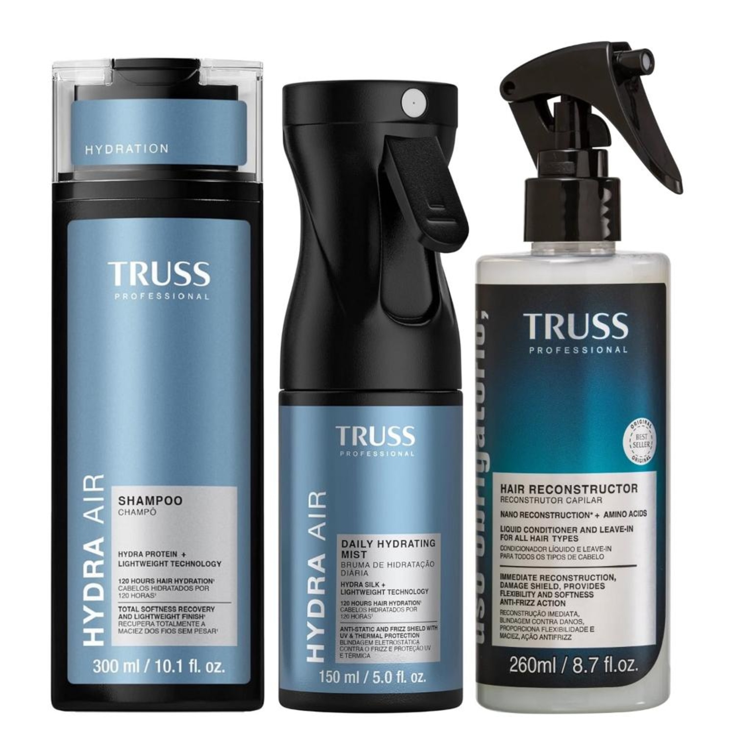 Kit Truss Hydra Air - Shampoo 300ml + Bruma150ml + Uso Obrigatório 260ml