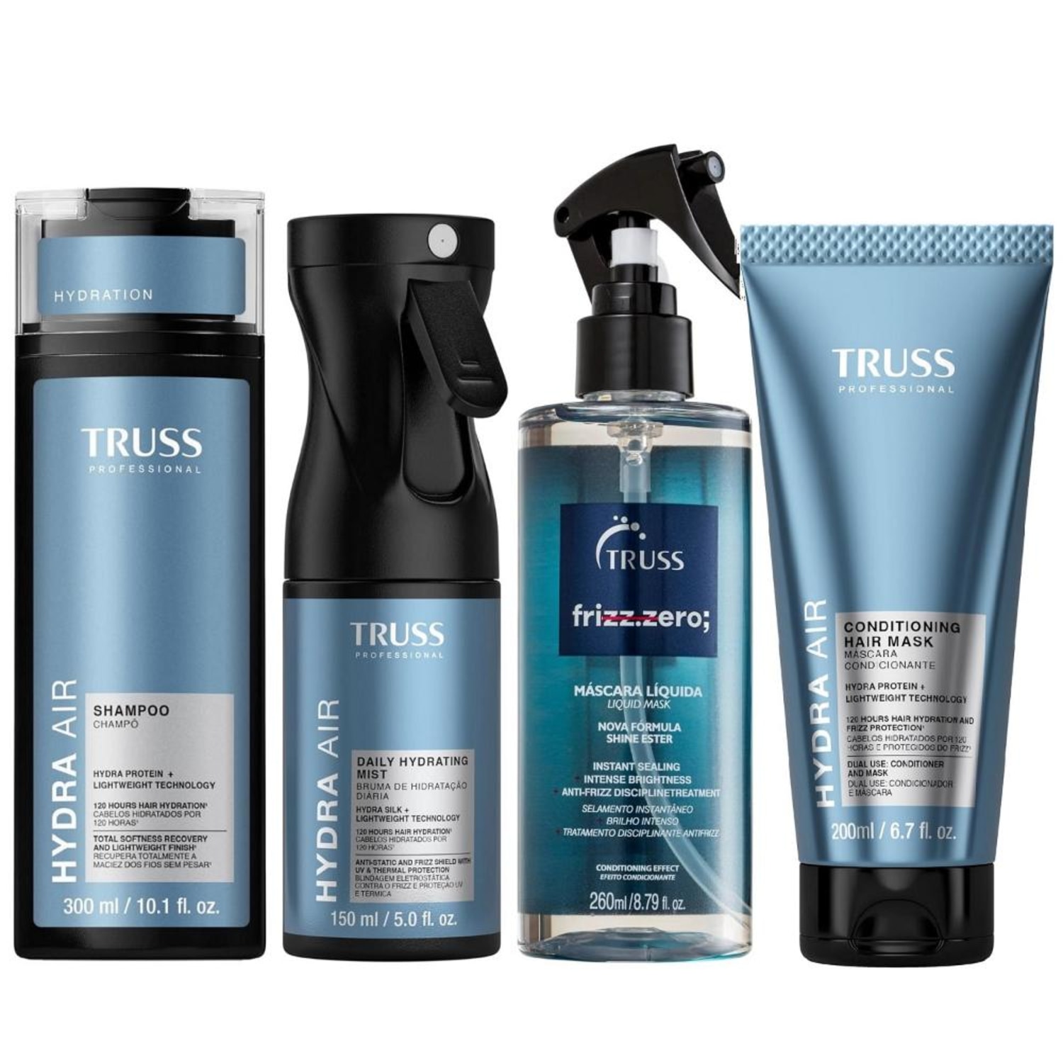 Kit Truss Hydra Air - Shampoo 300ml + CondMask 200ml + Bruma150ml + Frizz Zero 260ml