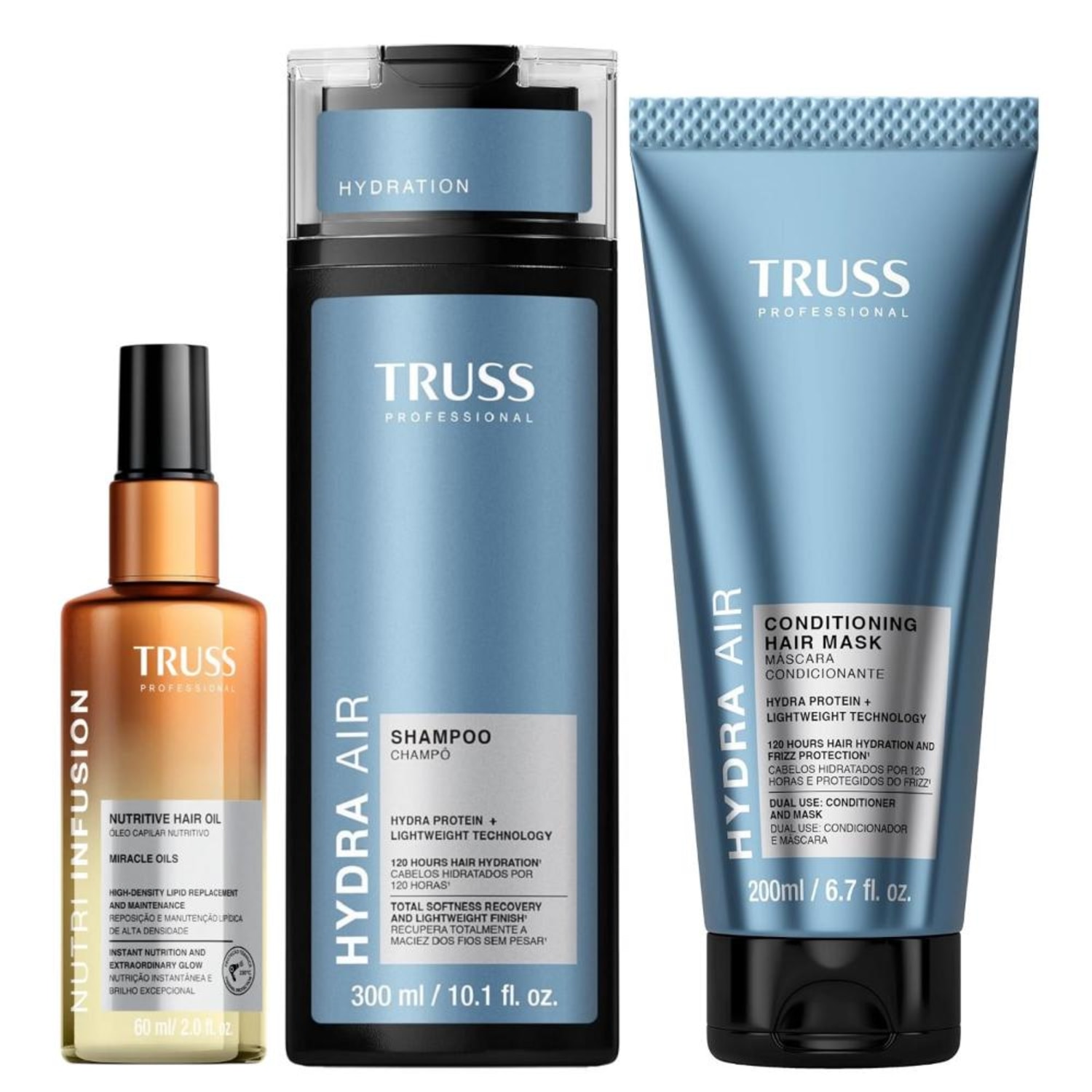Kit Truss Hydra Air - Shampoo 300ml + CondMask 200ml + Nutri Infusion Oil 60ml