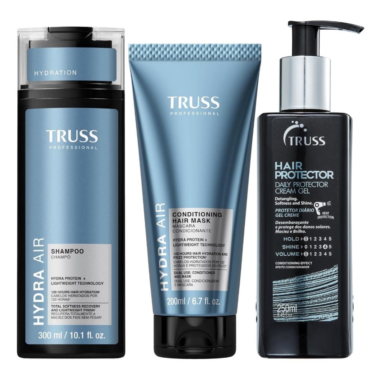 Kit Truss Hydra Air - Shampoo 300ml + CondMask 200ml + Hair Protector 250ml