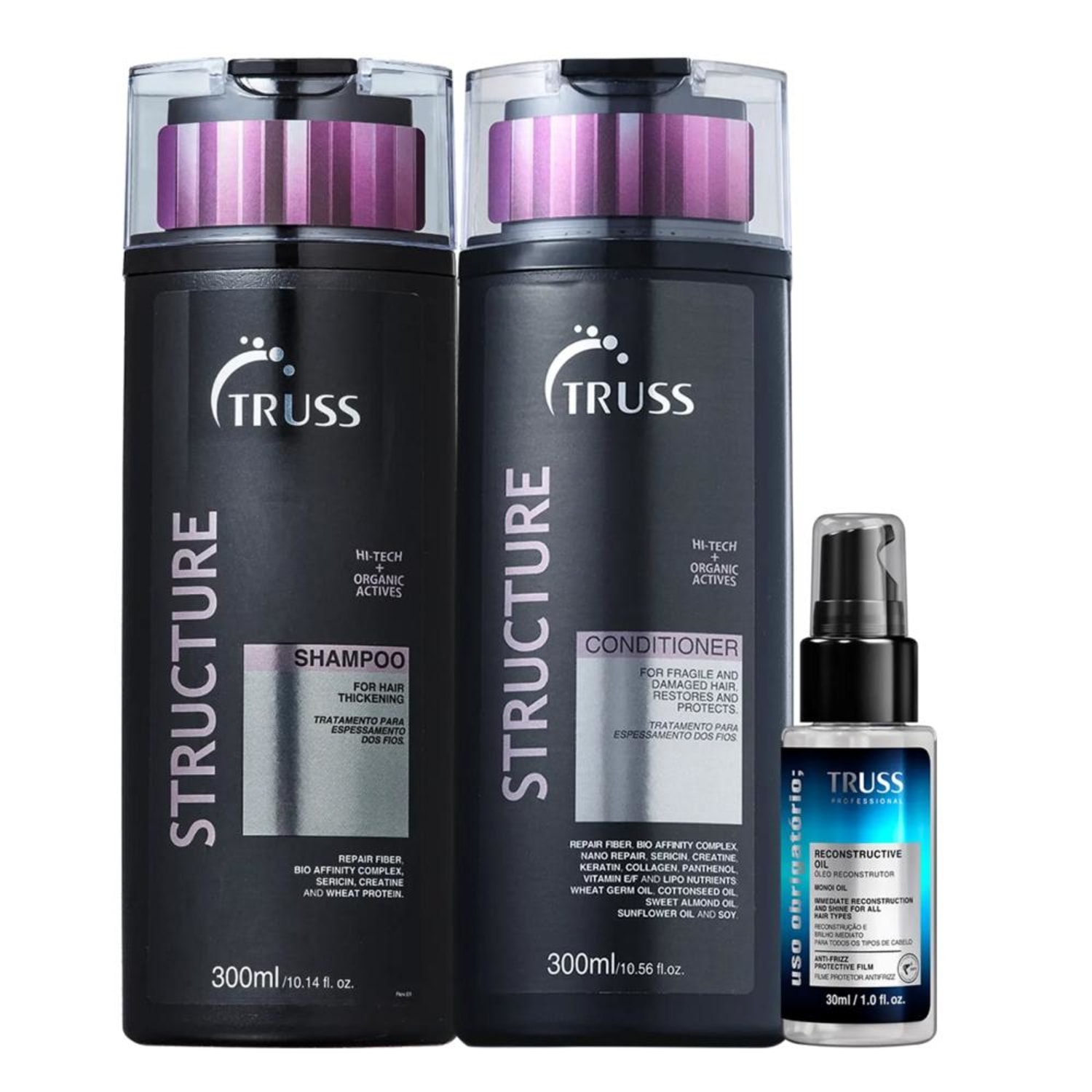 Kit Truss Structure - Shampoo 300ml + Condicionador 300ml + Uso Obrigatório Oil 30ml