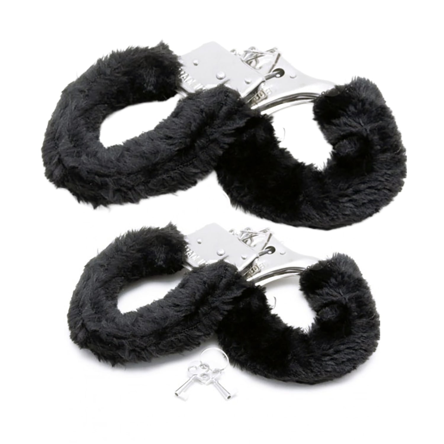 Kit com 2 Algemas em Metal com Pelúcia Preta Hand Cuffs