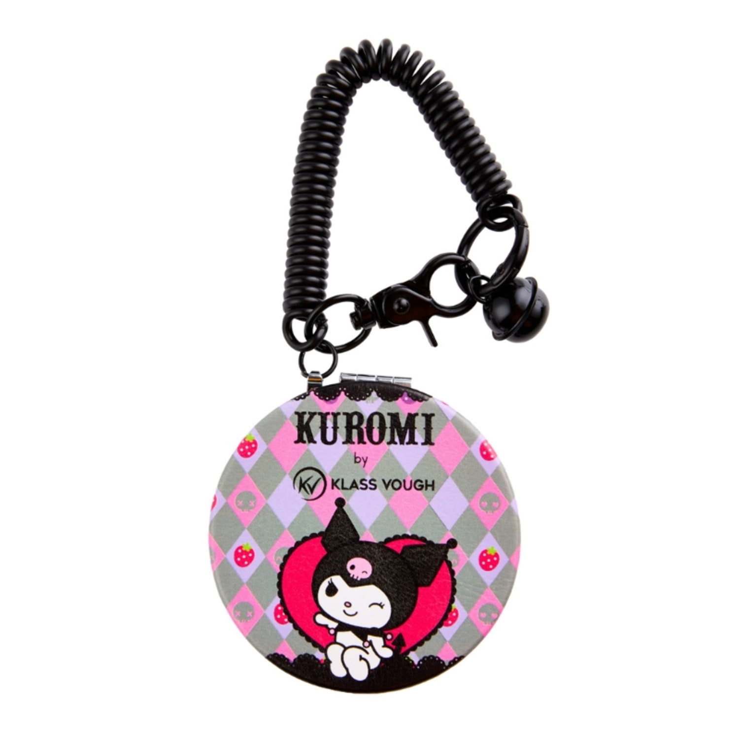 Mini Espelho Kuromi para Zíper Bolsa Dobrável Preta Klass Vough