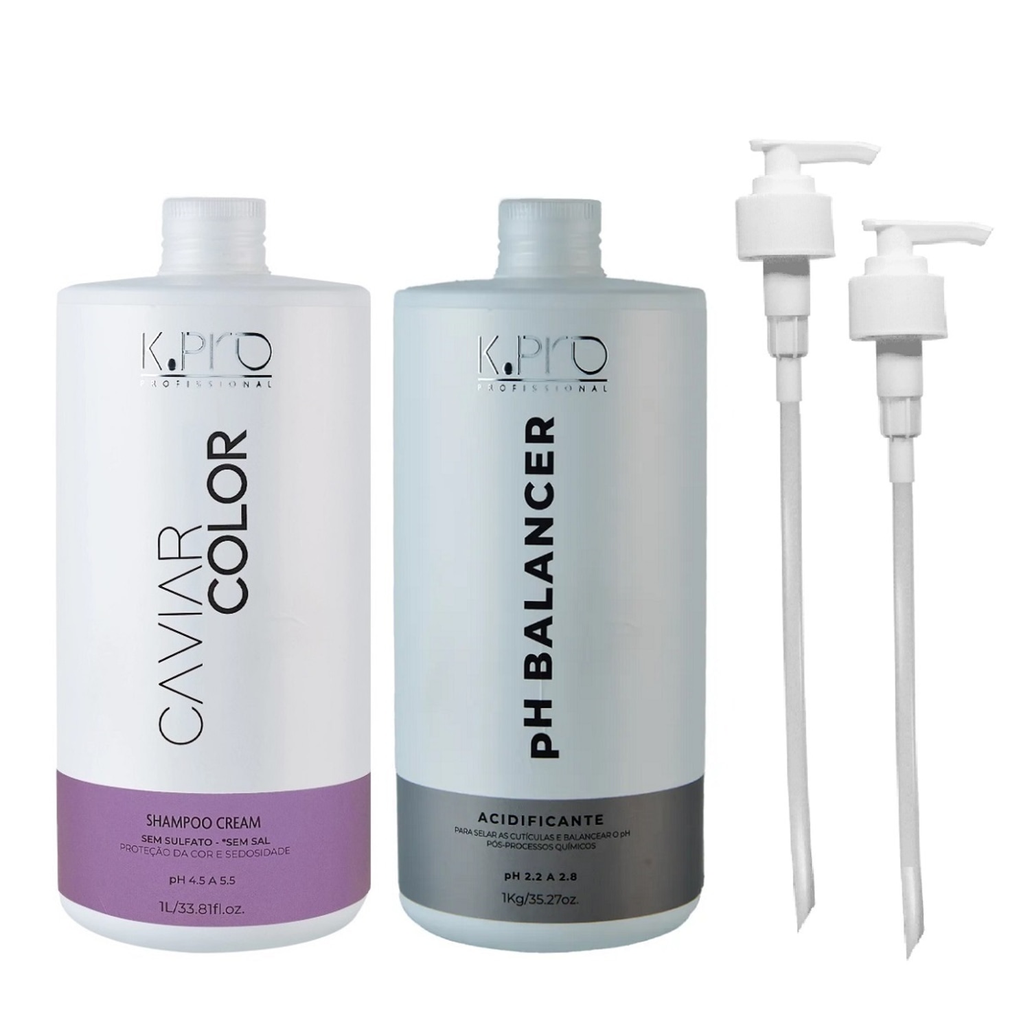 Kit K.Pro Caviar Color Cream & pH Balancer Salon + 2 Válvulas Pump (2 Produtos)