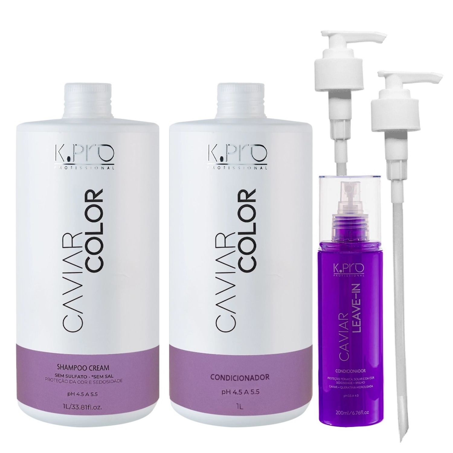 Kit K.Pro Caviar Color Cream & Leave-in Salon + Válvulas Pump (3 Produtos)