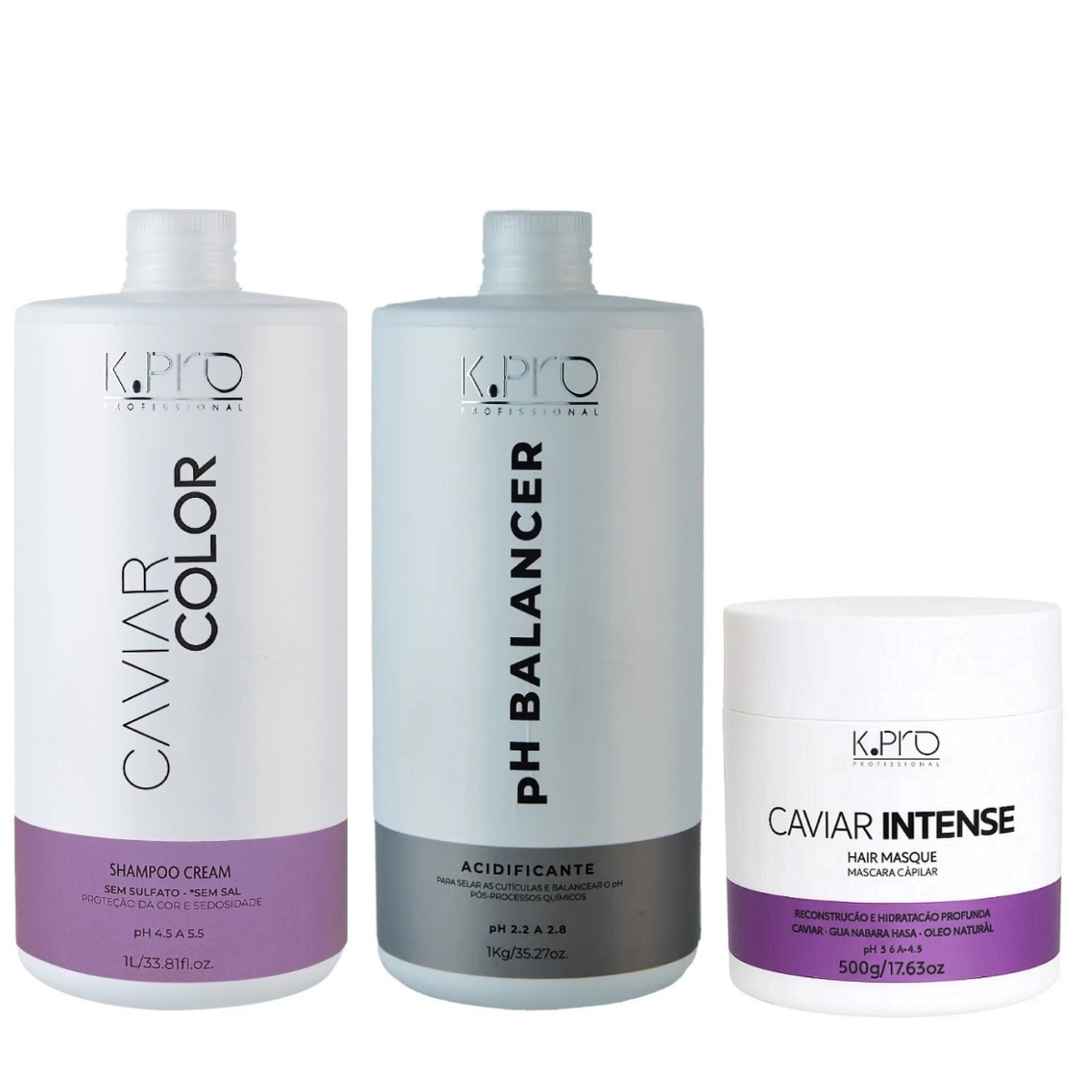 Kit K.Pro Caviar Intense pH Balancer Salon (3 Produtos)