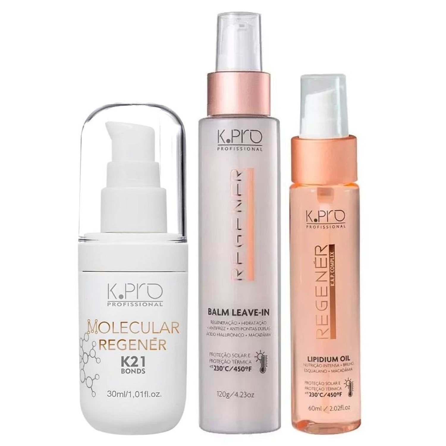 Kit K.Pro Regenér & K21 Bonds Balm & Lipidium Care (3 Produtos)
