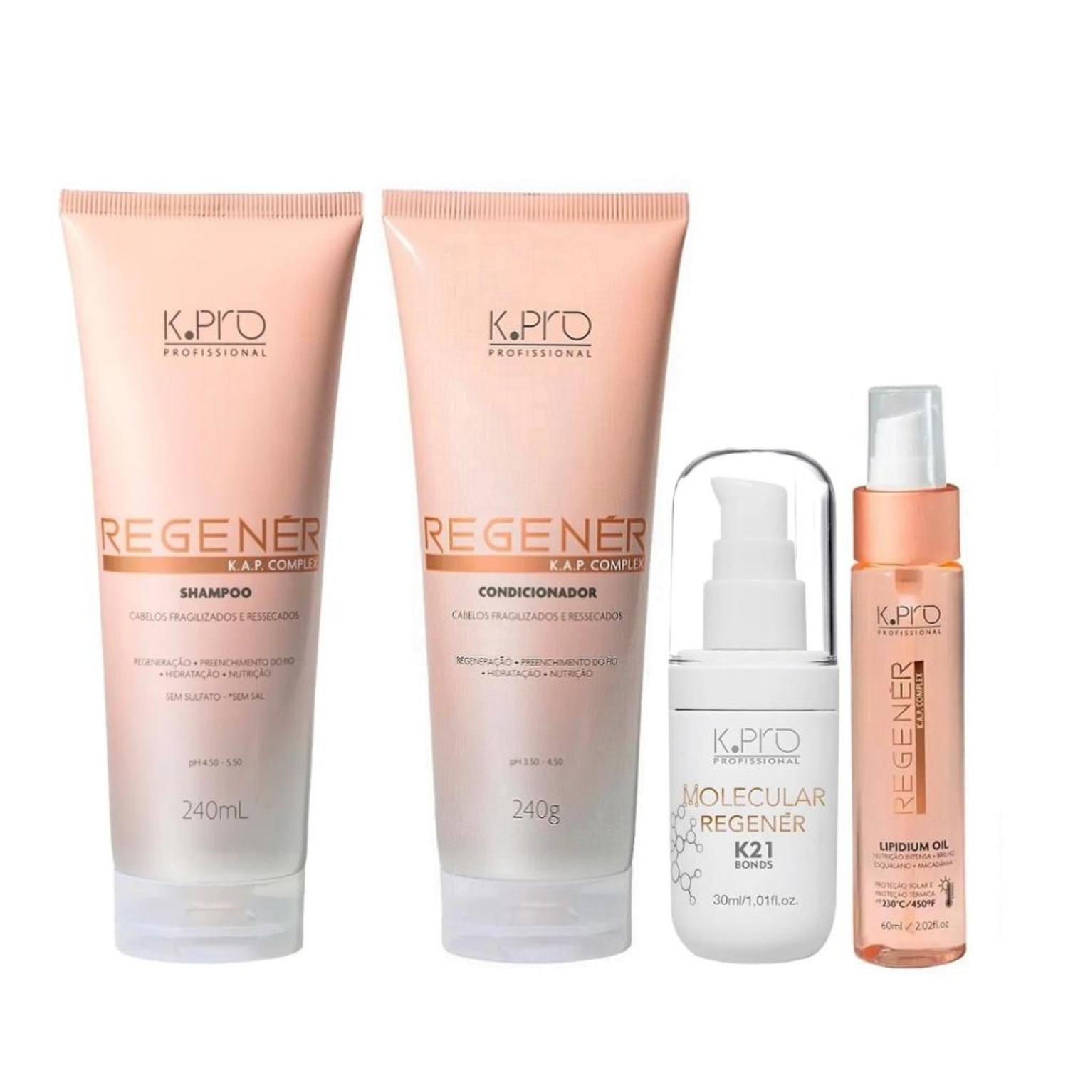 Kit K.Pro Regenér & K21 Bonds Oil Care (4 Produtos)
