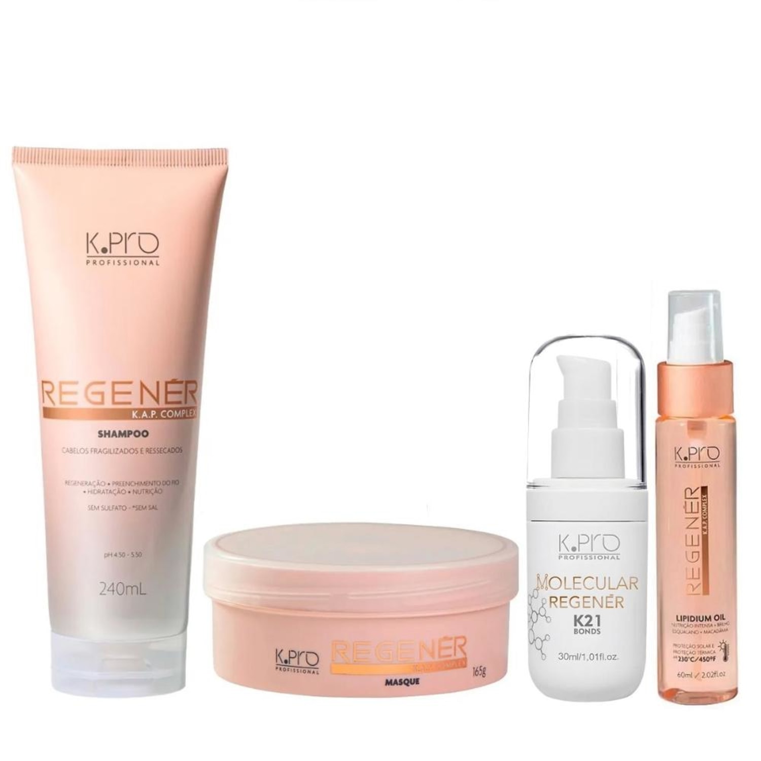 Kit K.Pro Regenér & K21 Bonds Lipidium Care (4 Produtos)