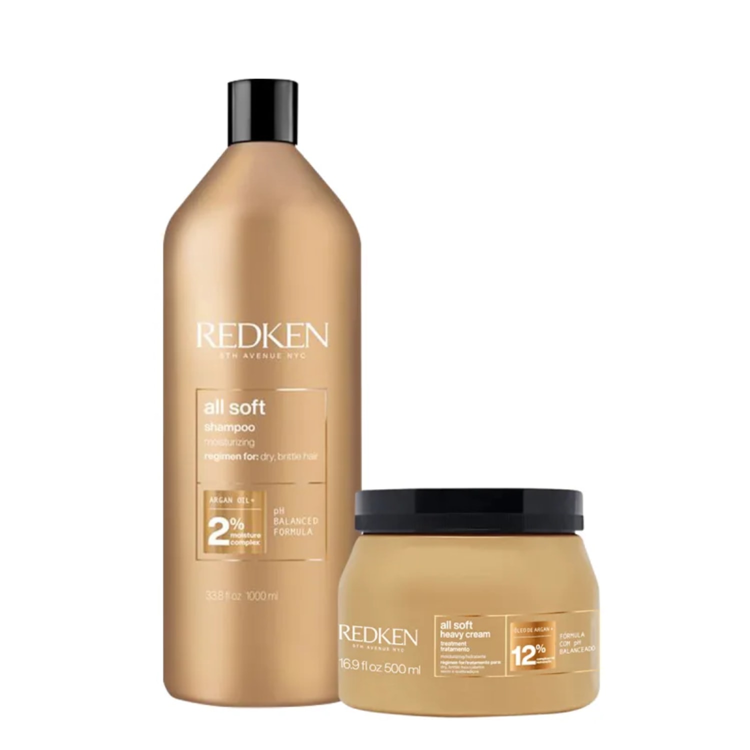 Kit Redken All Soft Shampoo 1L + Máscara 500ml