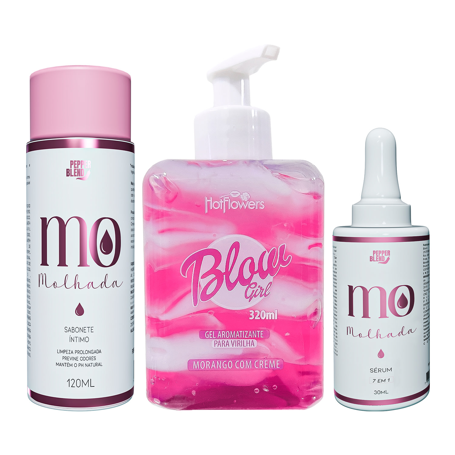 Kit Banho Premium Sérum 7 em 1 Clareador Sabonete Íntimo e Corporal Copaíba e Hidratante Blow Girl 320ml