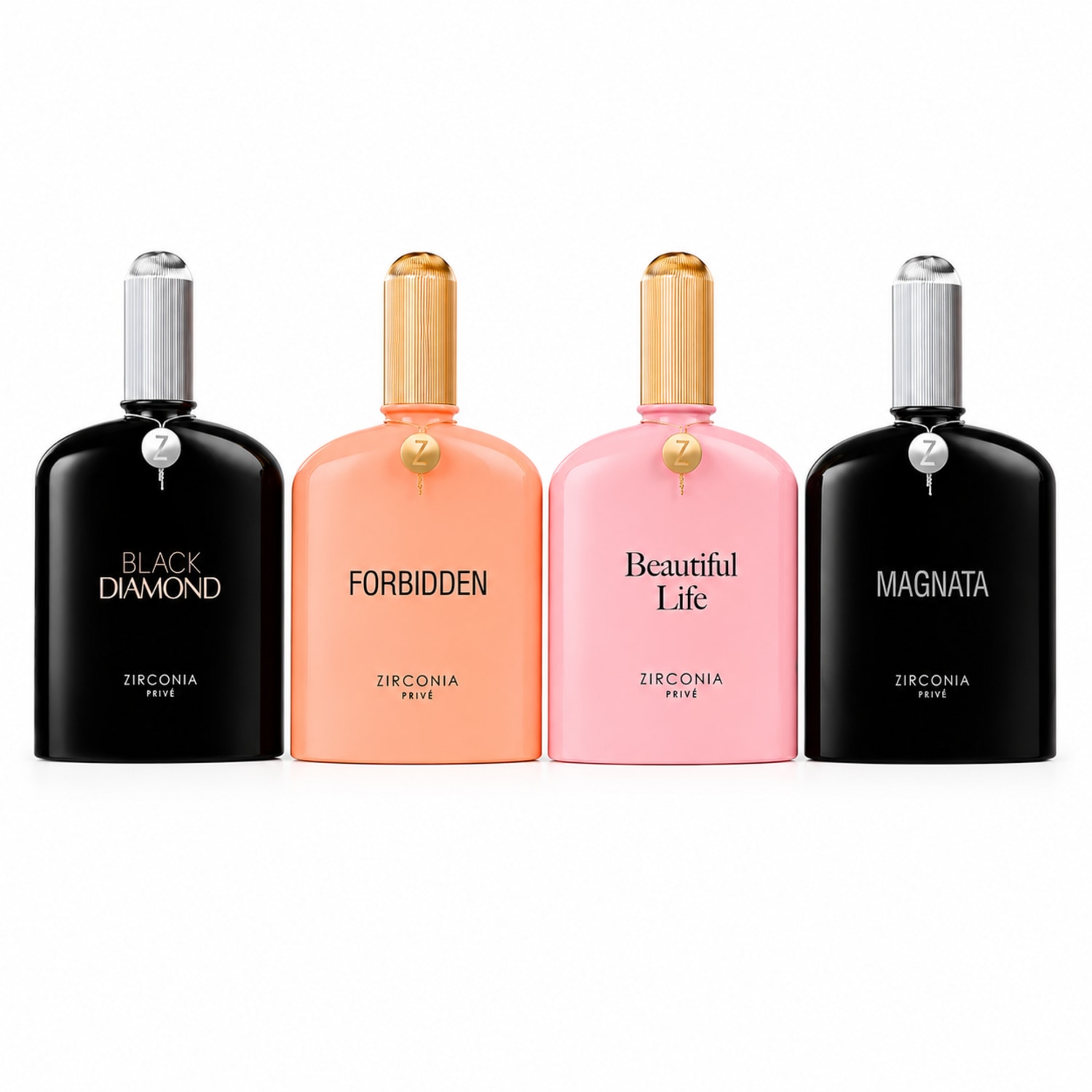 Kit Perfumes Zirconia Privé Beautiful Life, Black Diamond, Forbidden & Magnata (4 Perfumes)