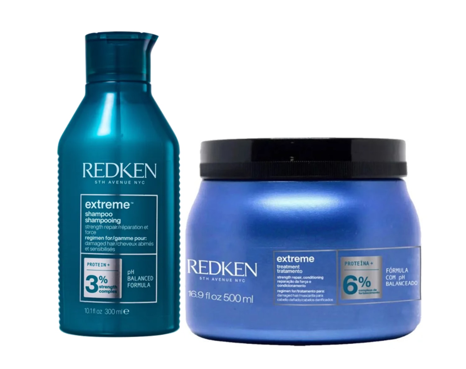 Kit Redken Extreme Strenght Shampoo 300ml + Máscara 500g (2 Produtos)